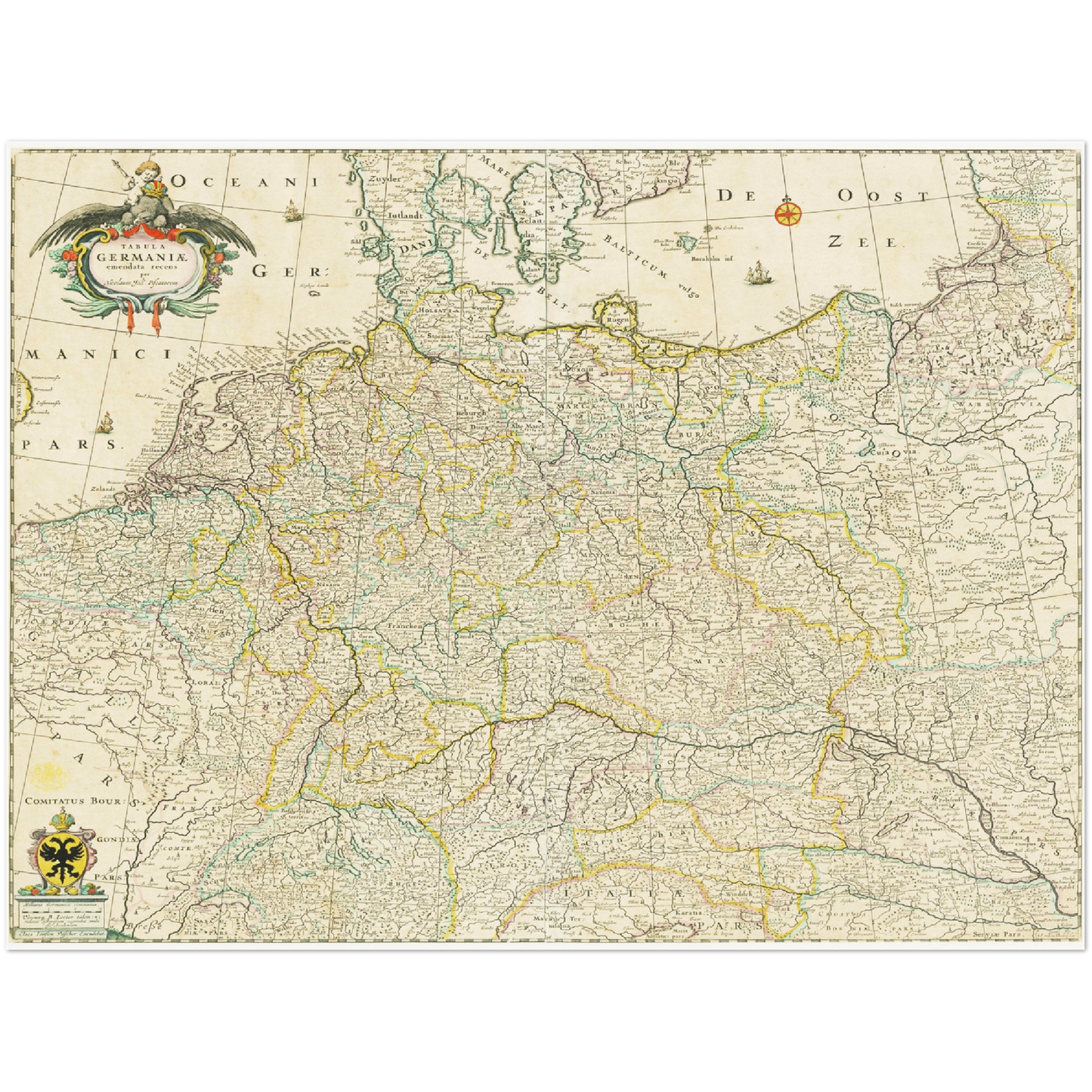 Historische Landkarte Deutschland um 1650