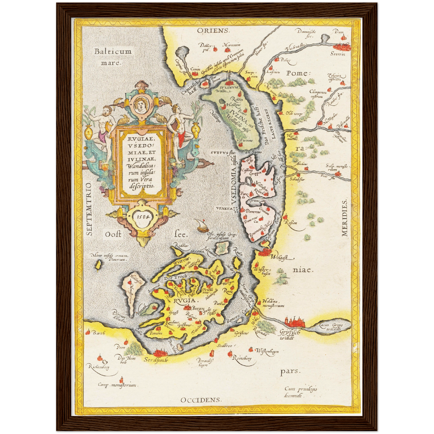 Historische Landkarte Rügen & Usedom um 1609