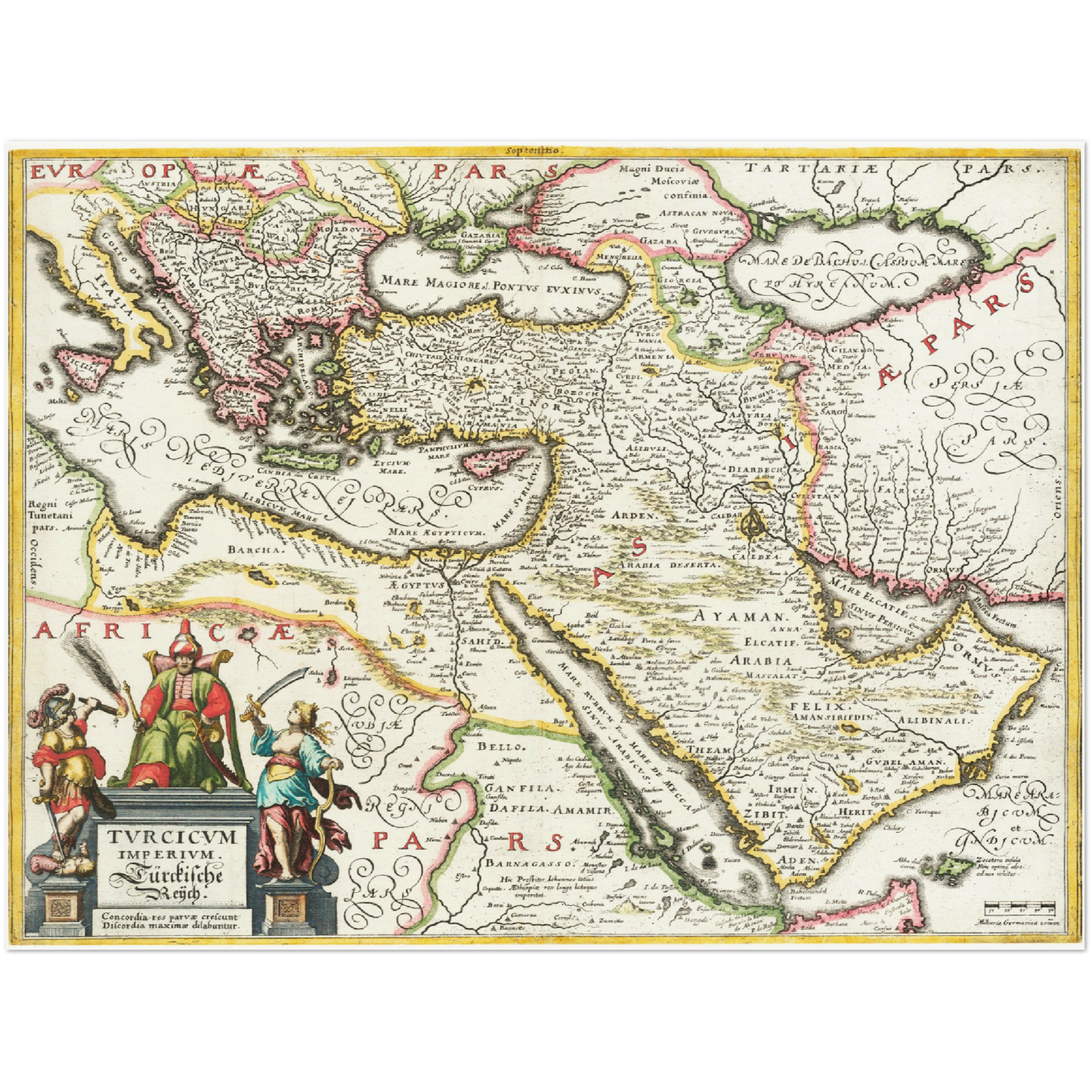 Historische Landkarte Naher Osten um 1636