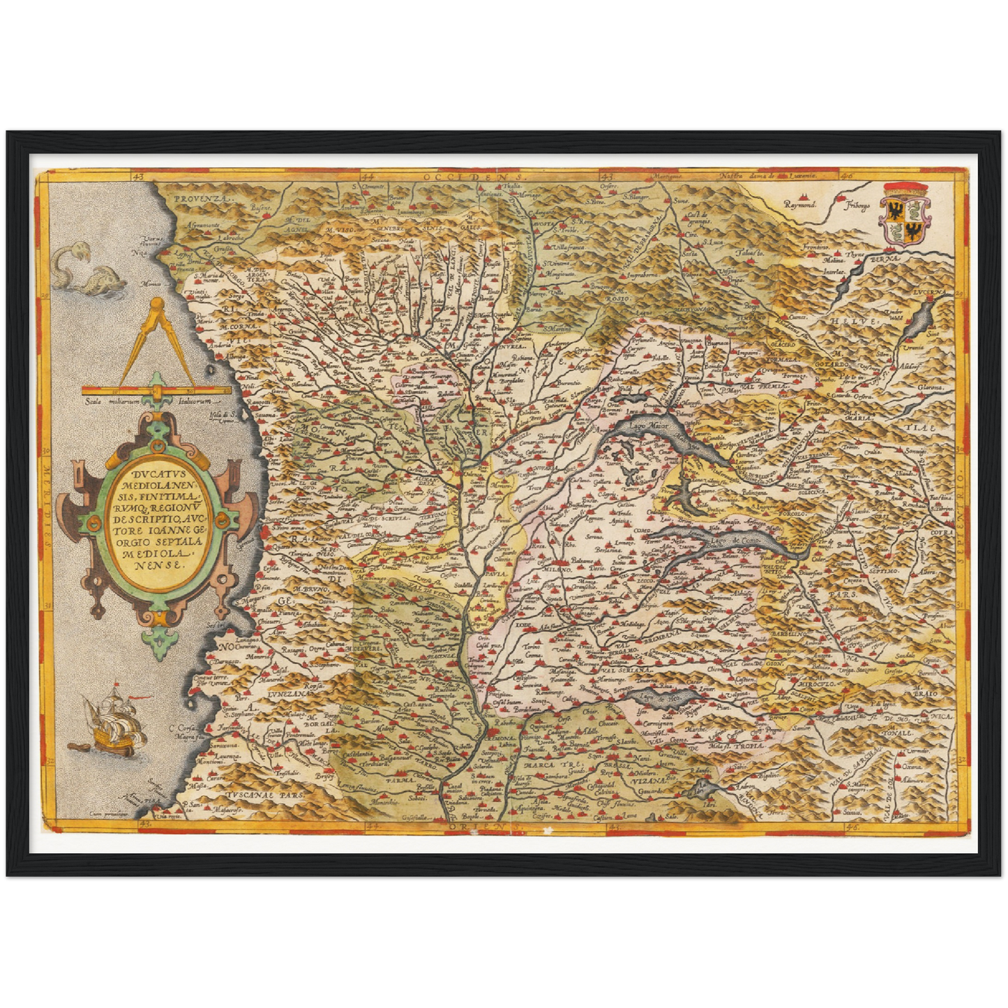 Historische Landkarte Lombardei um 1609