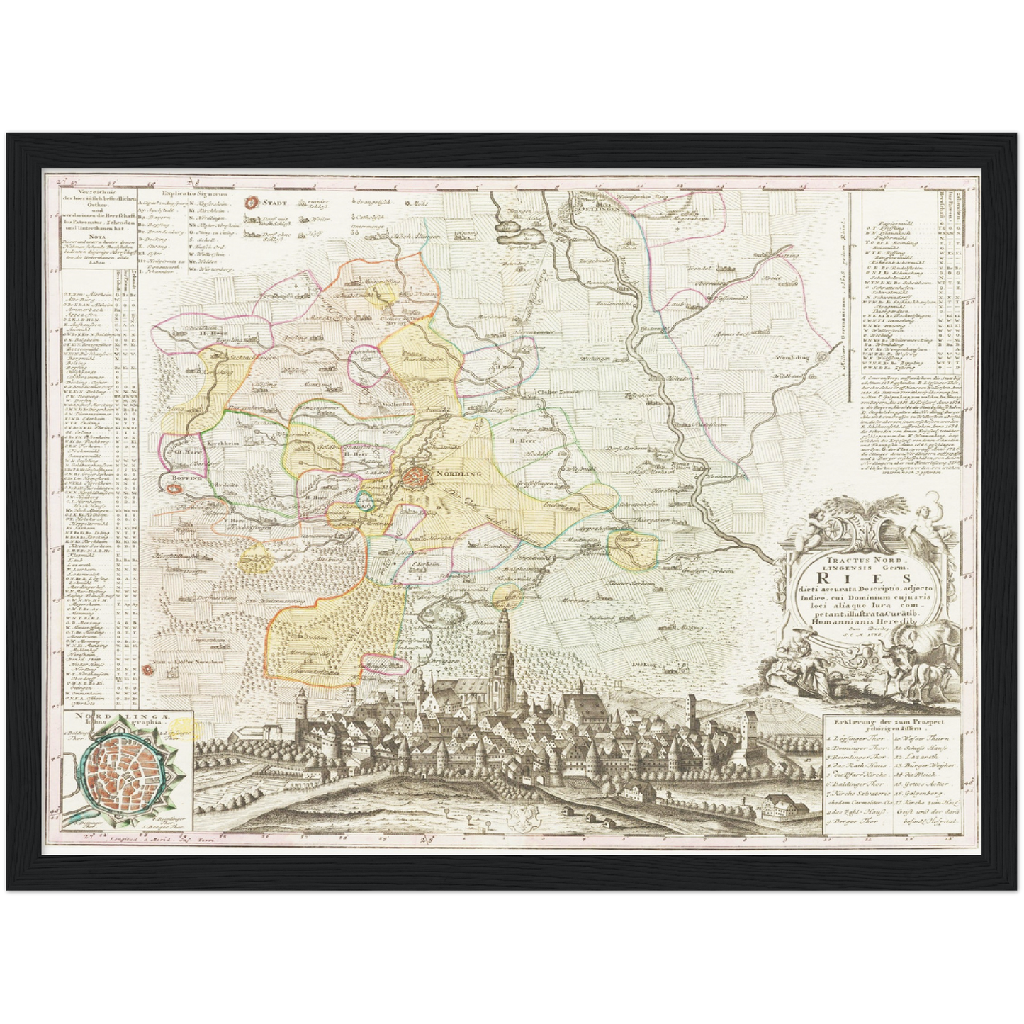 Historische Landkarte Nördlingen um 1738