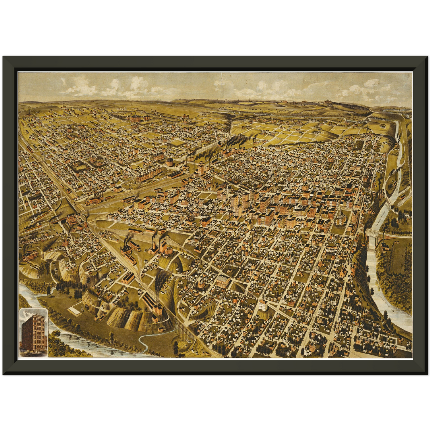 Historical city map  Test product horizontal 3 sizes