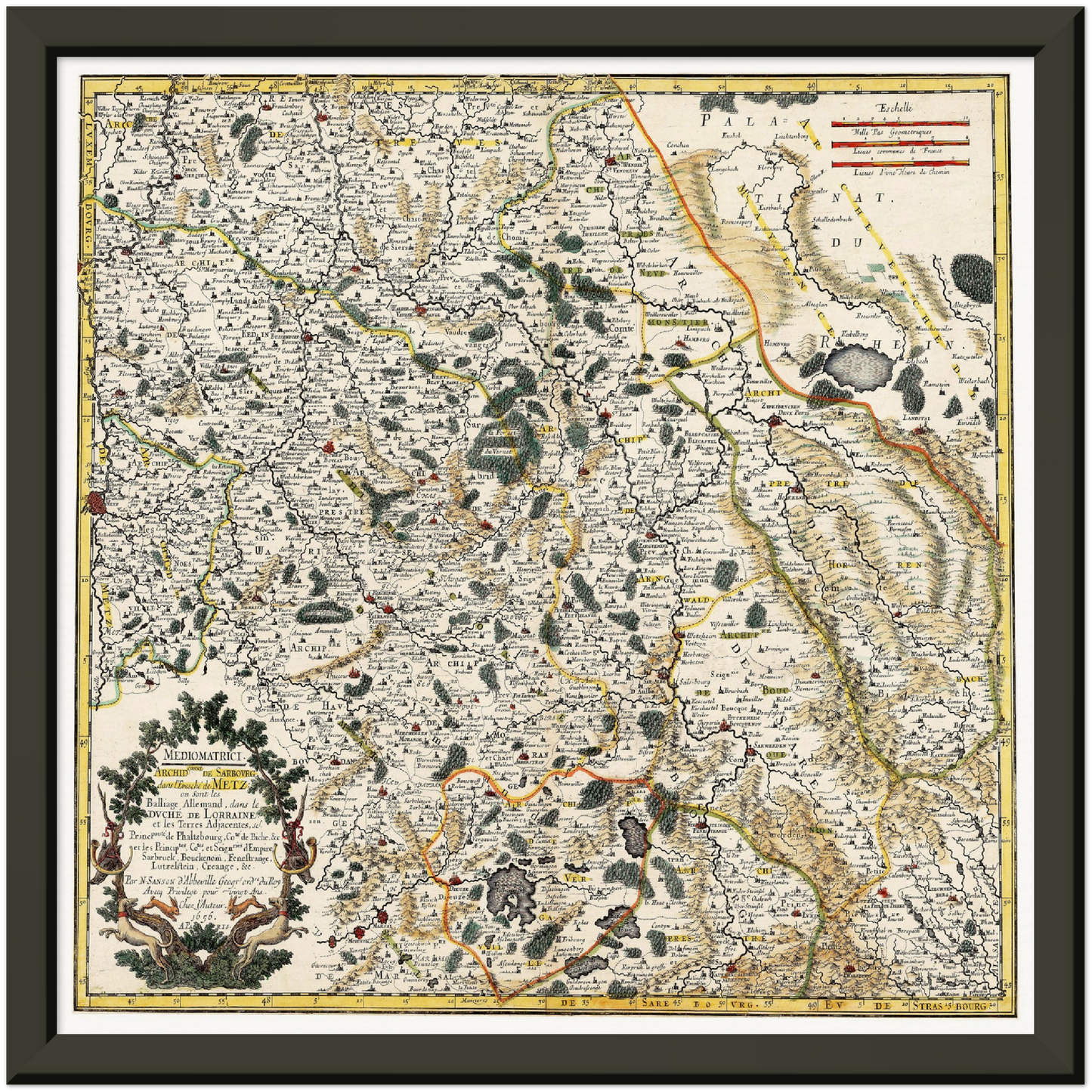 Historische Landkarte Saarland um 1656