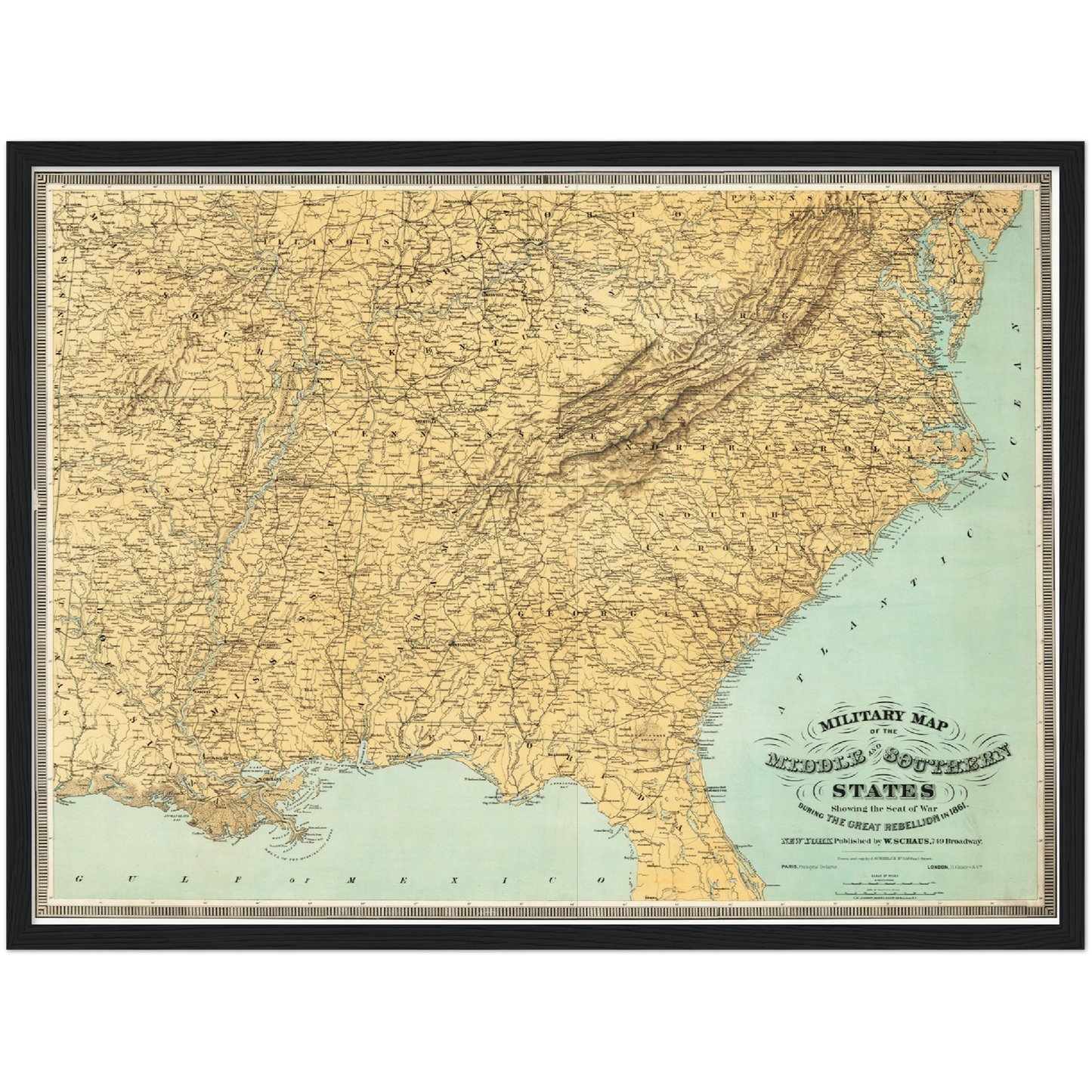 Historische Landkarte Konfederierte USA um 1861