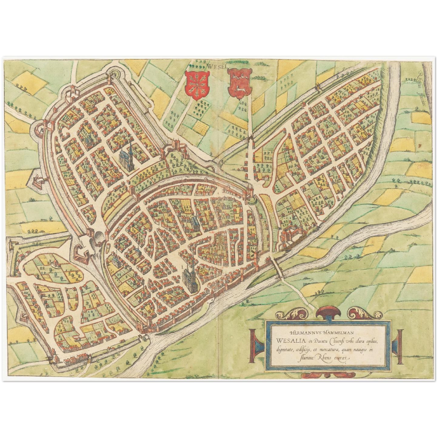 Historischer Stadtplan Wesel um 1592