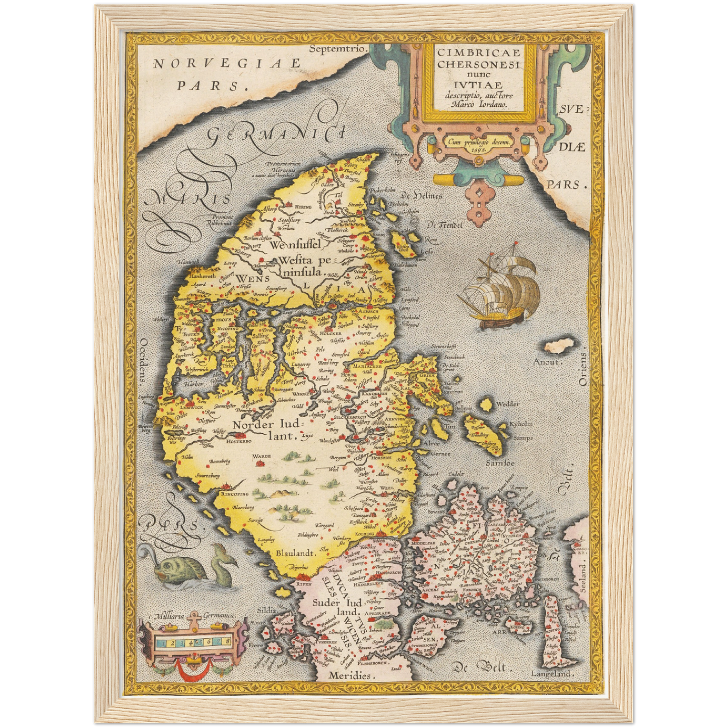 Historische Landkarte Jutland um 1609