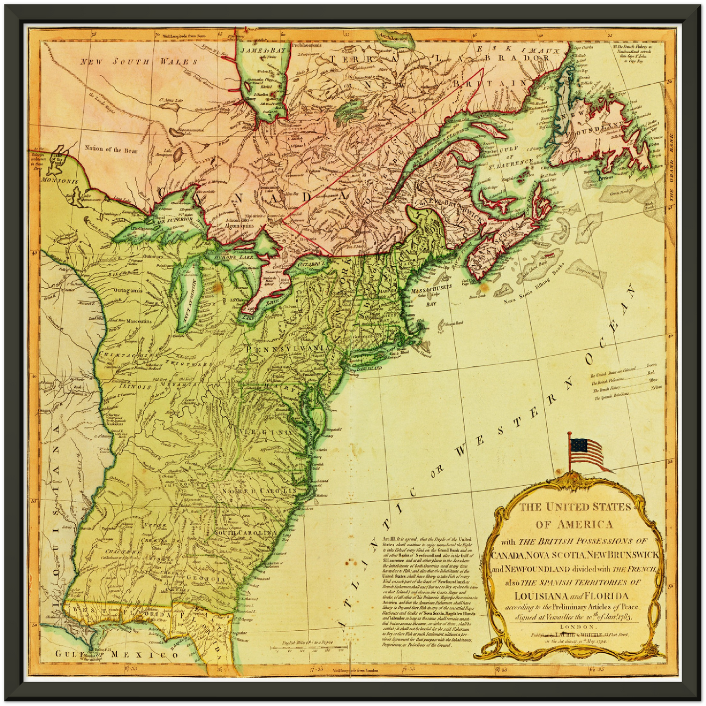 Historische Landkarte USA um 1700