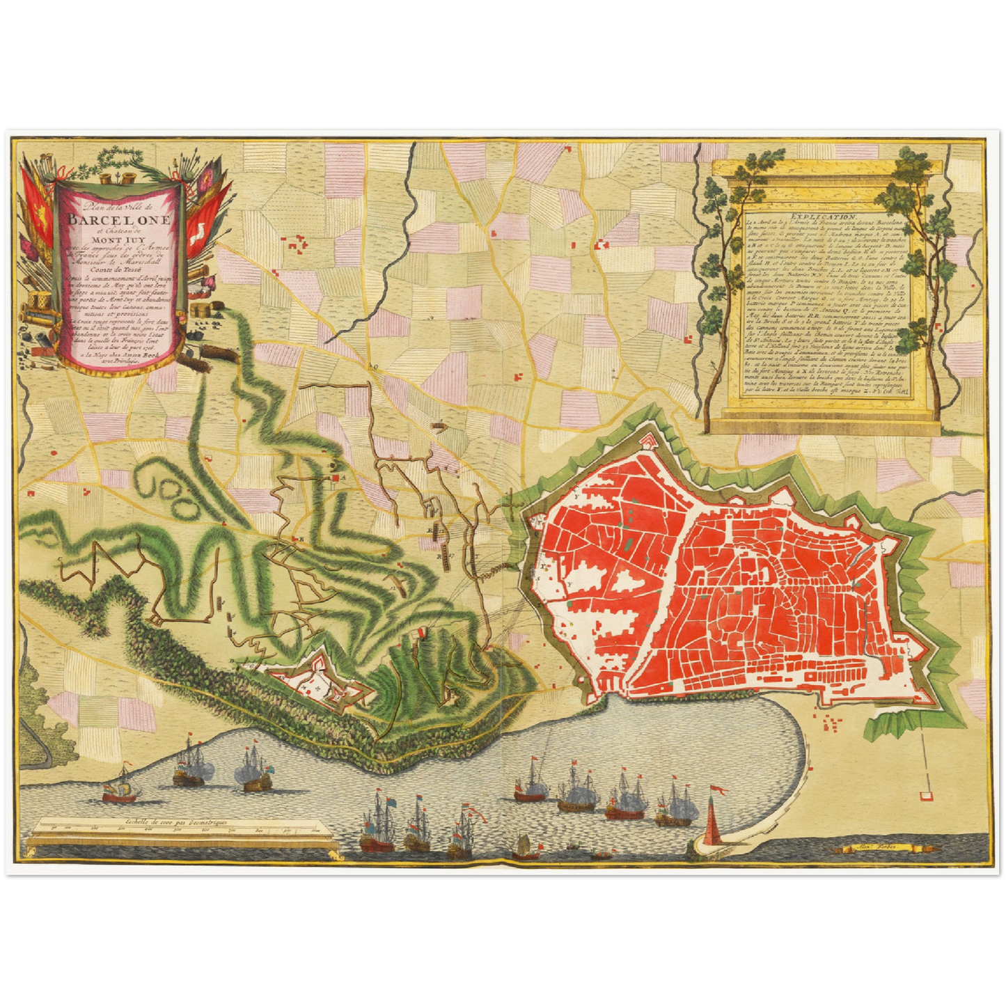 Historischer Stadtplan Barcelona um 1700