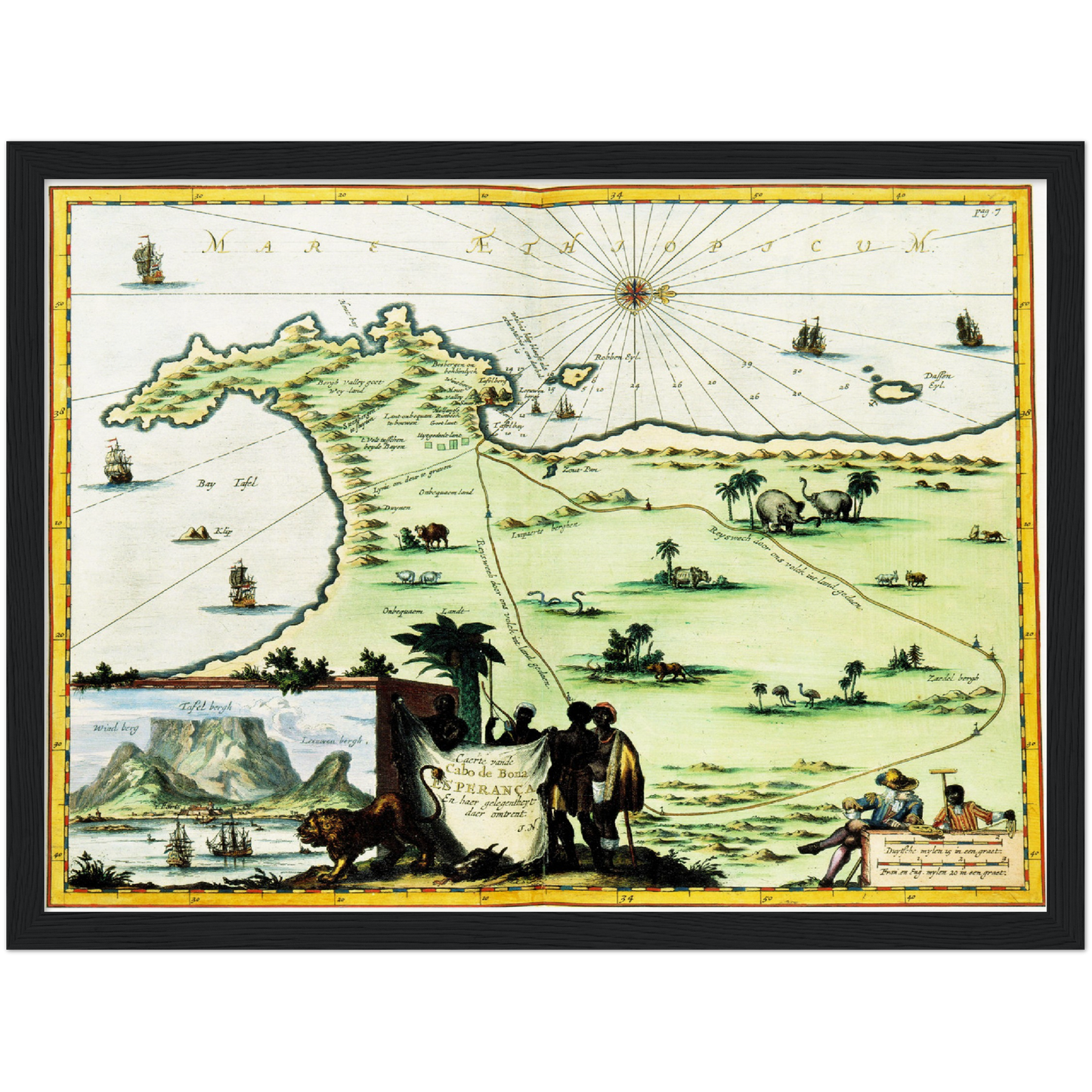 Historische Landkarte Kap der Guten Hoffnung um 1690