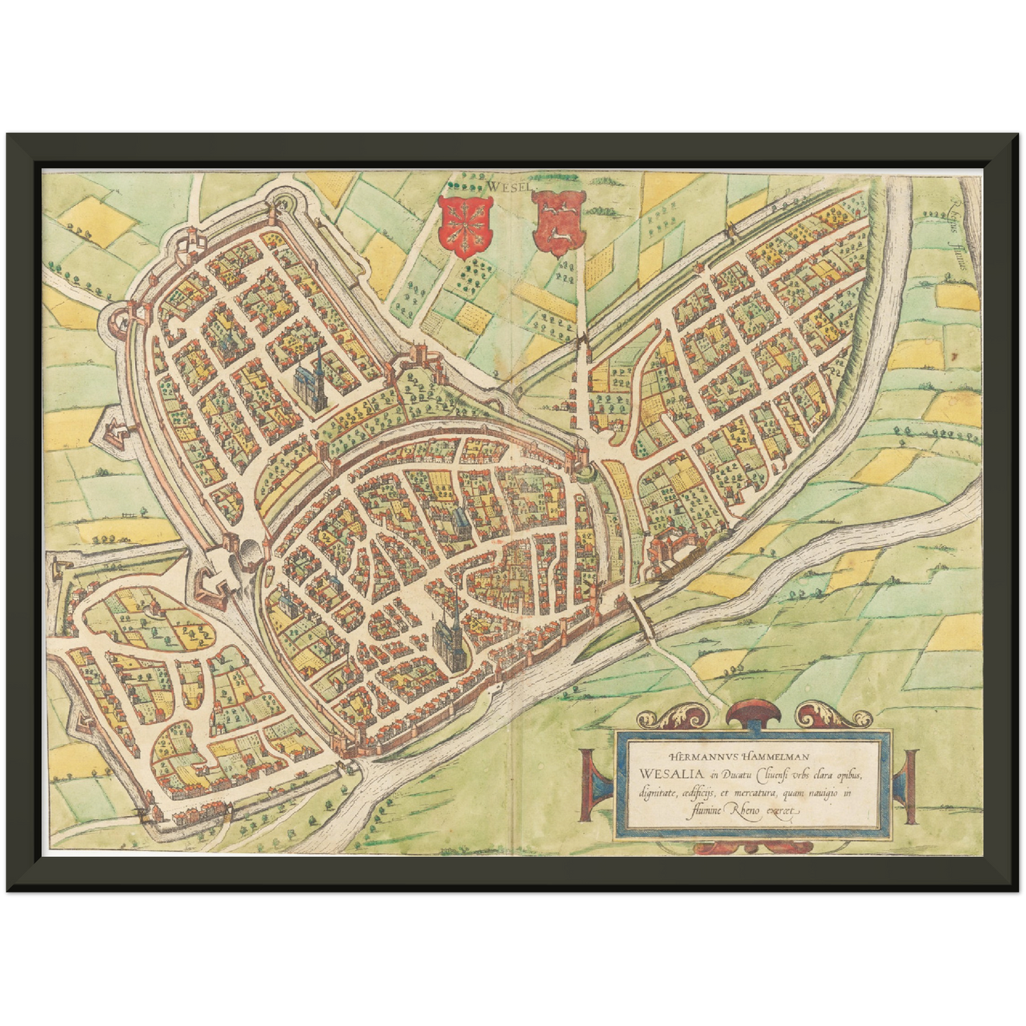 Historischer Stadtplan Wesel um 1592