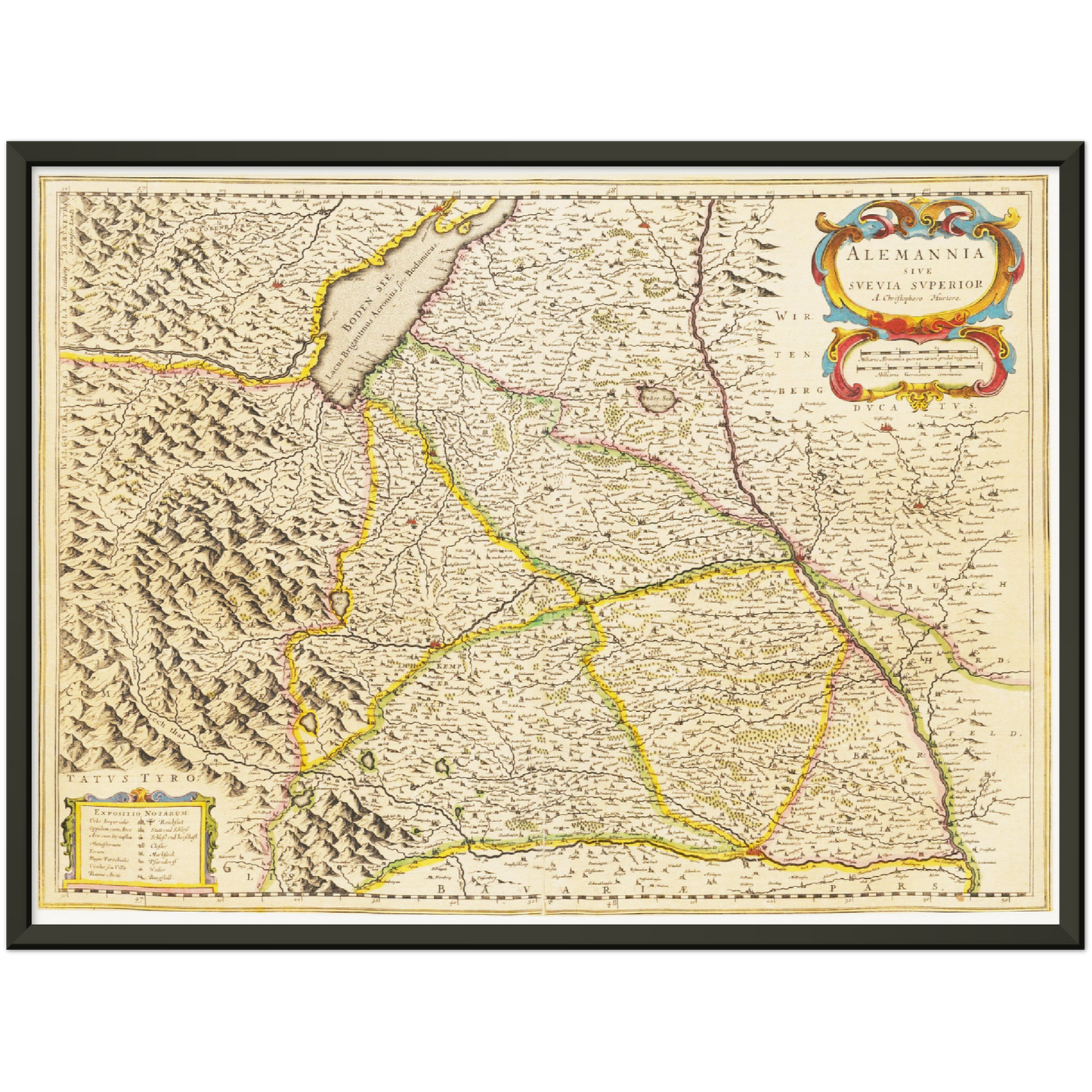 Historische Landkarte Oberschwaben um 1635