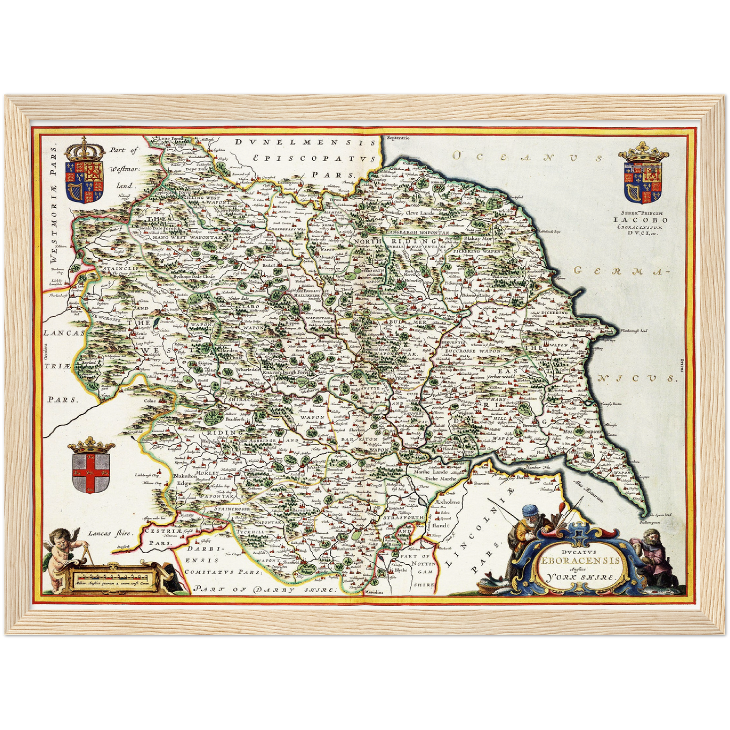 Historische Landkarte Yorkshire um 1646
