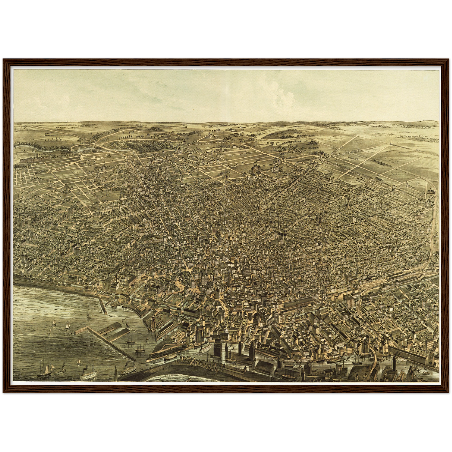 Historische Stadtansicht Buffalo um 1880