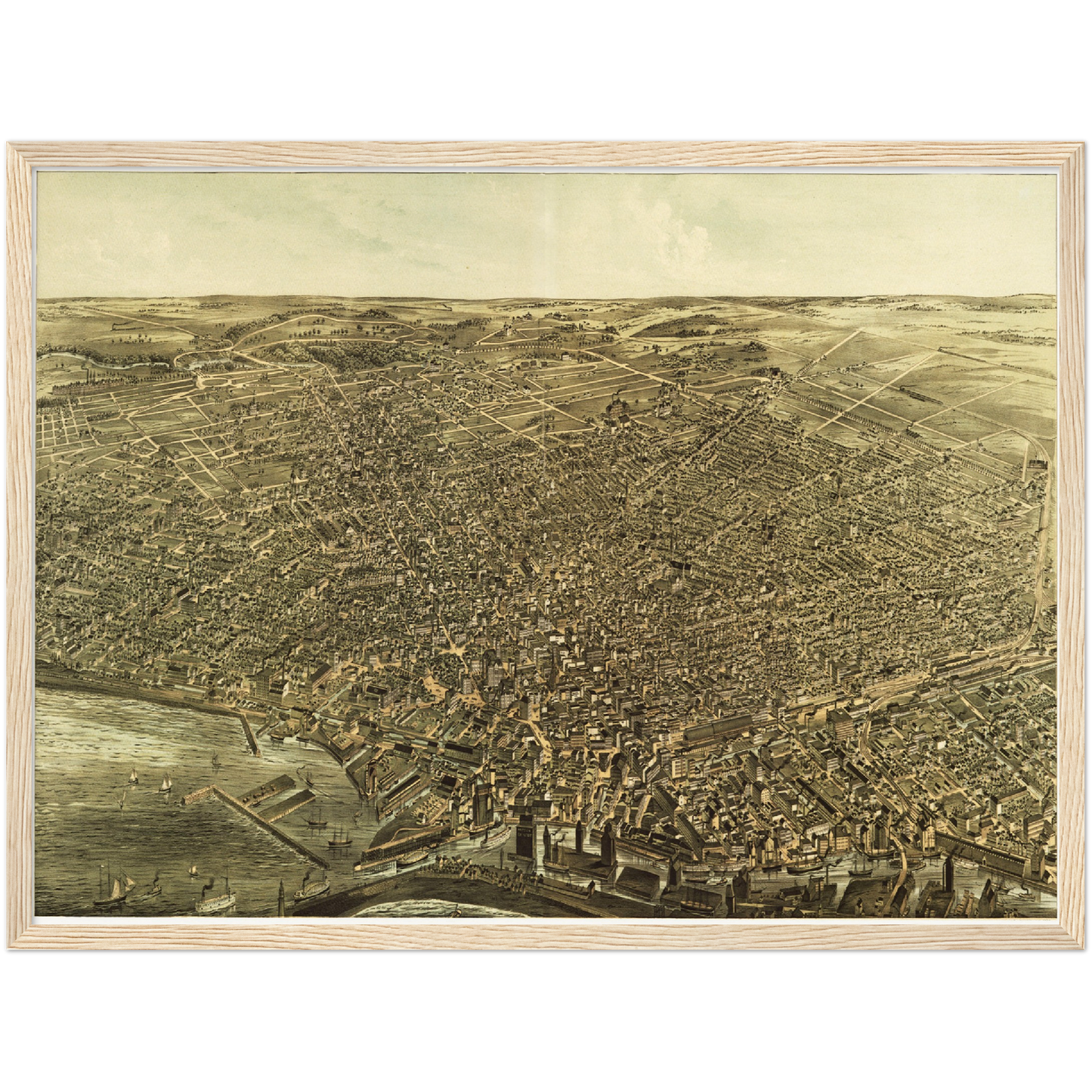 Historische Stadtansicht Buffalo um 1880