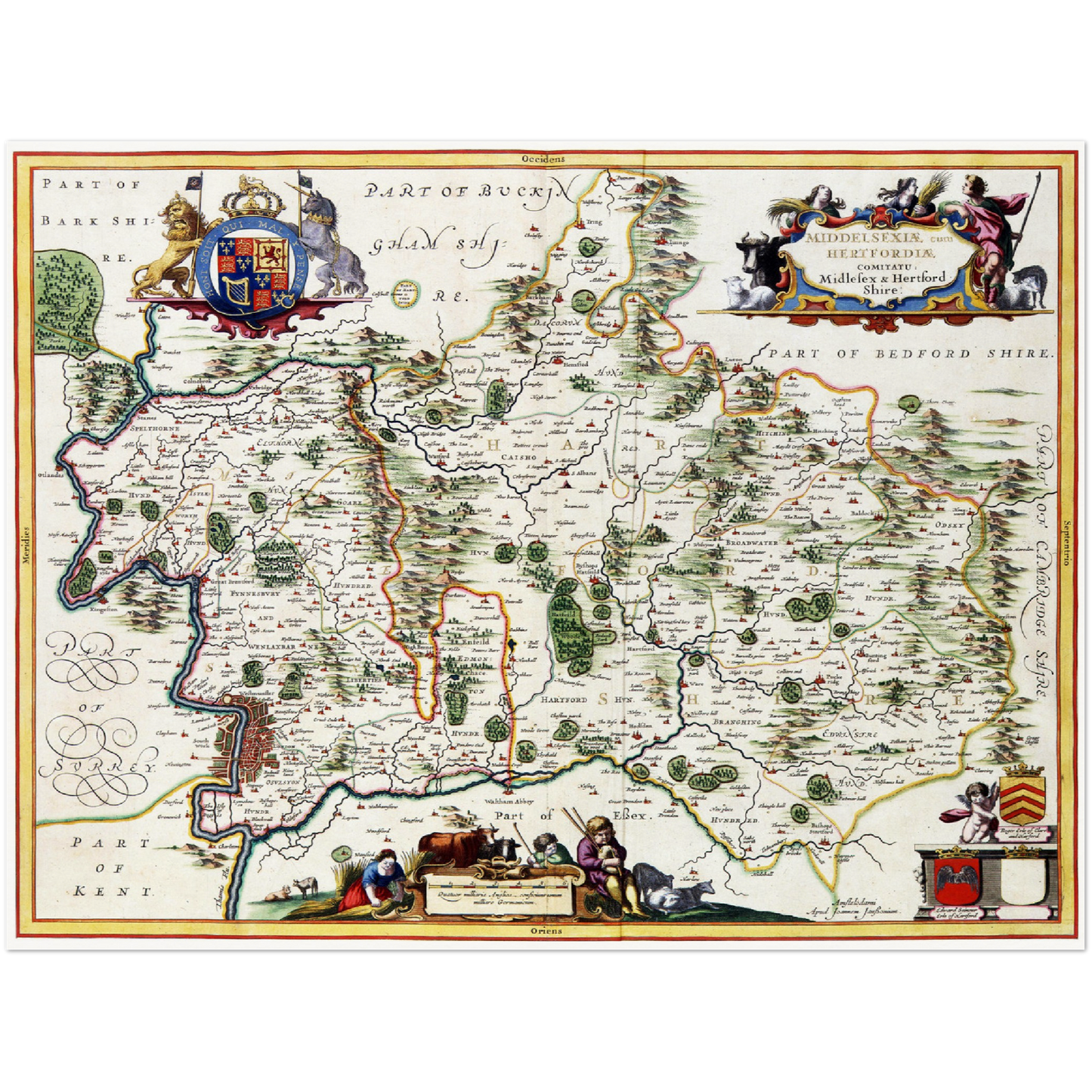 Historische Landkarte Hertfordshire um 1646