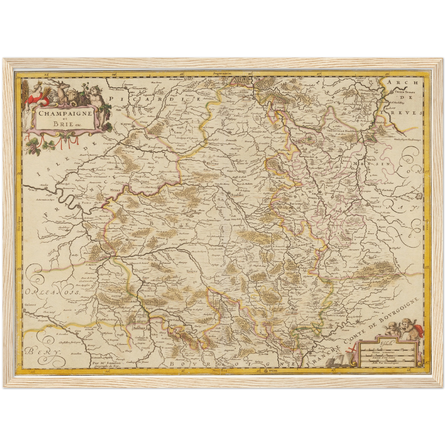 Historische Landkarte Champagne um 1698