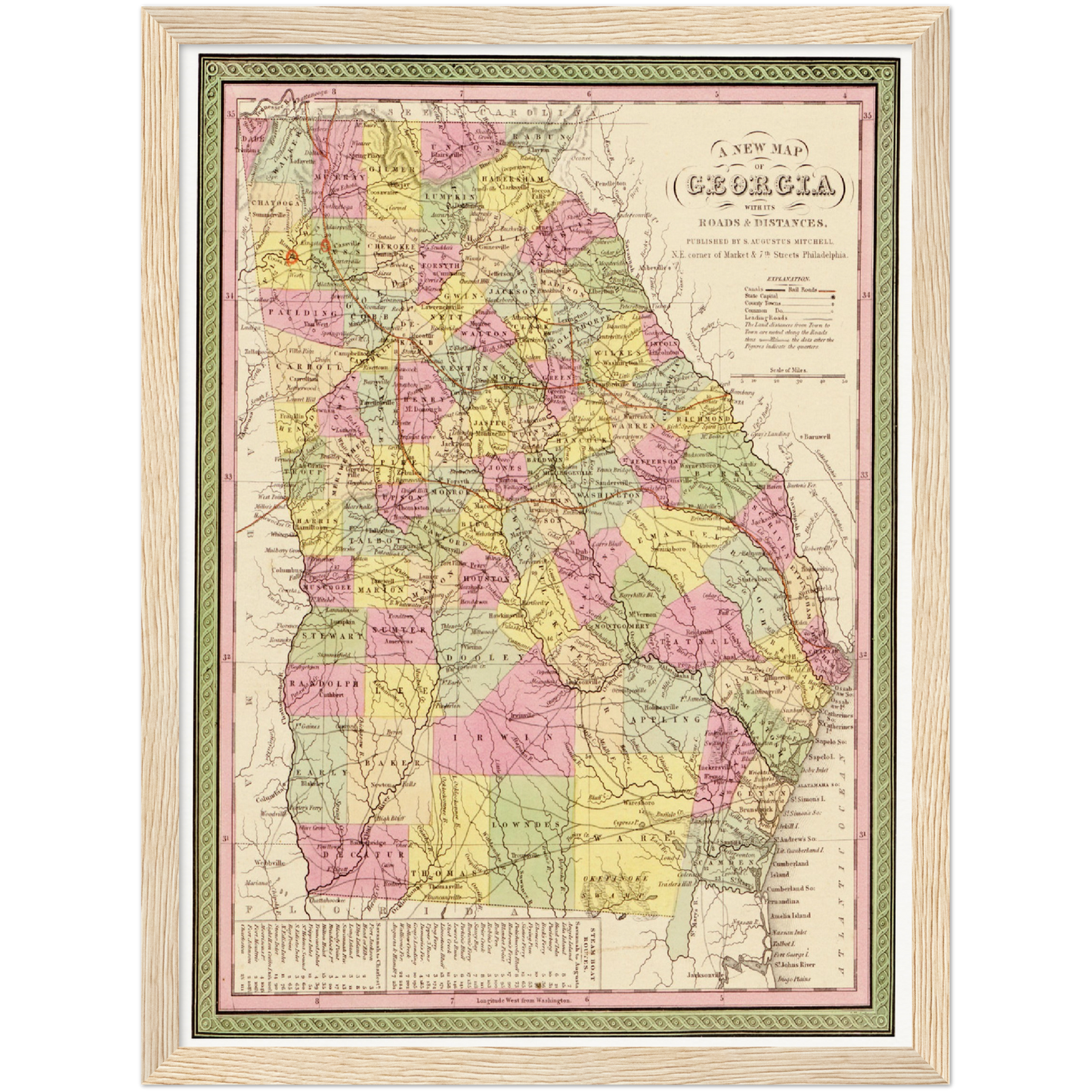Historische Landkarte Georgia um 1849
