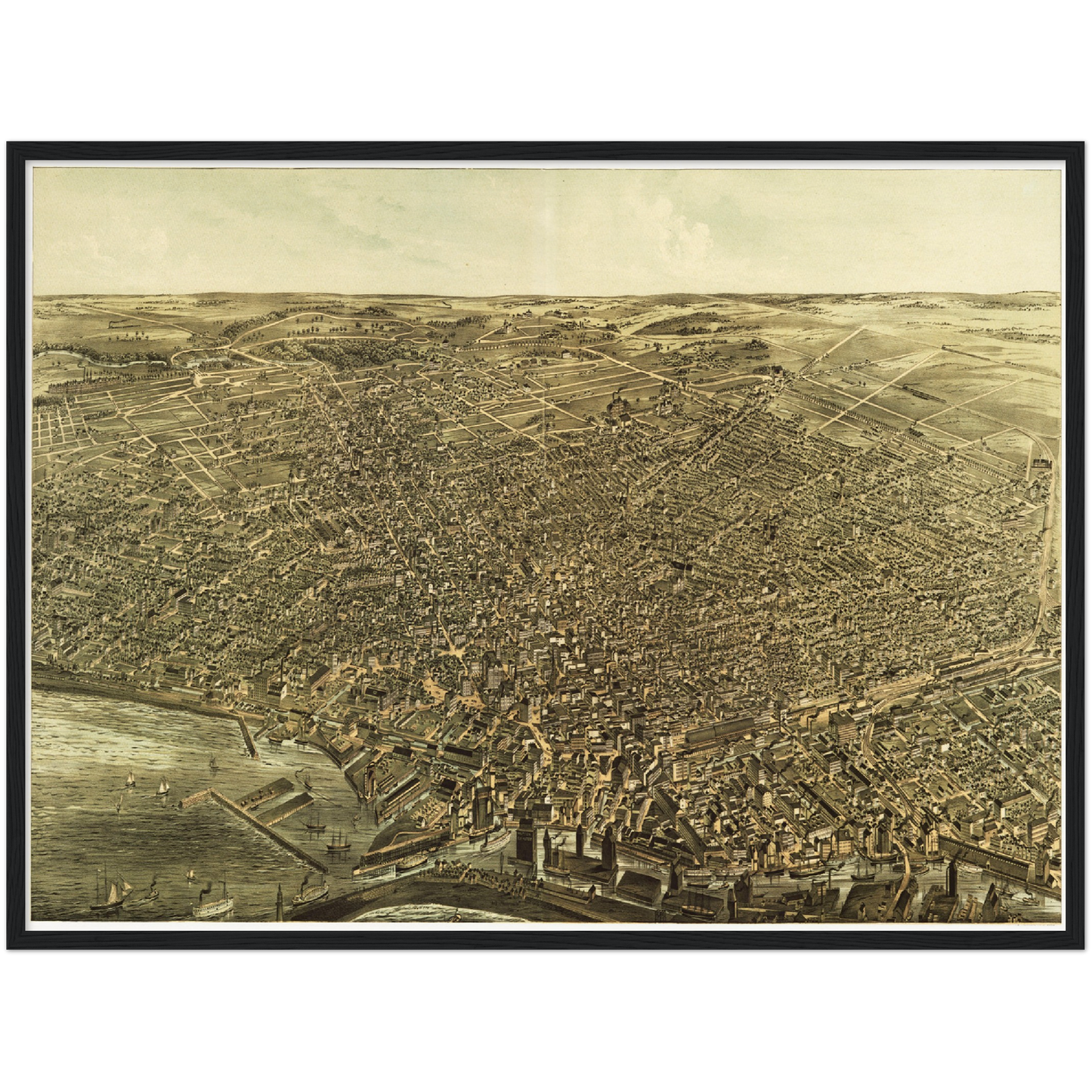 Historische Stadtansicht Buffalo um 1880