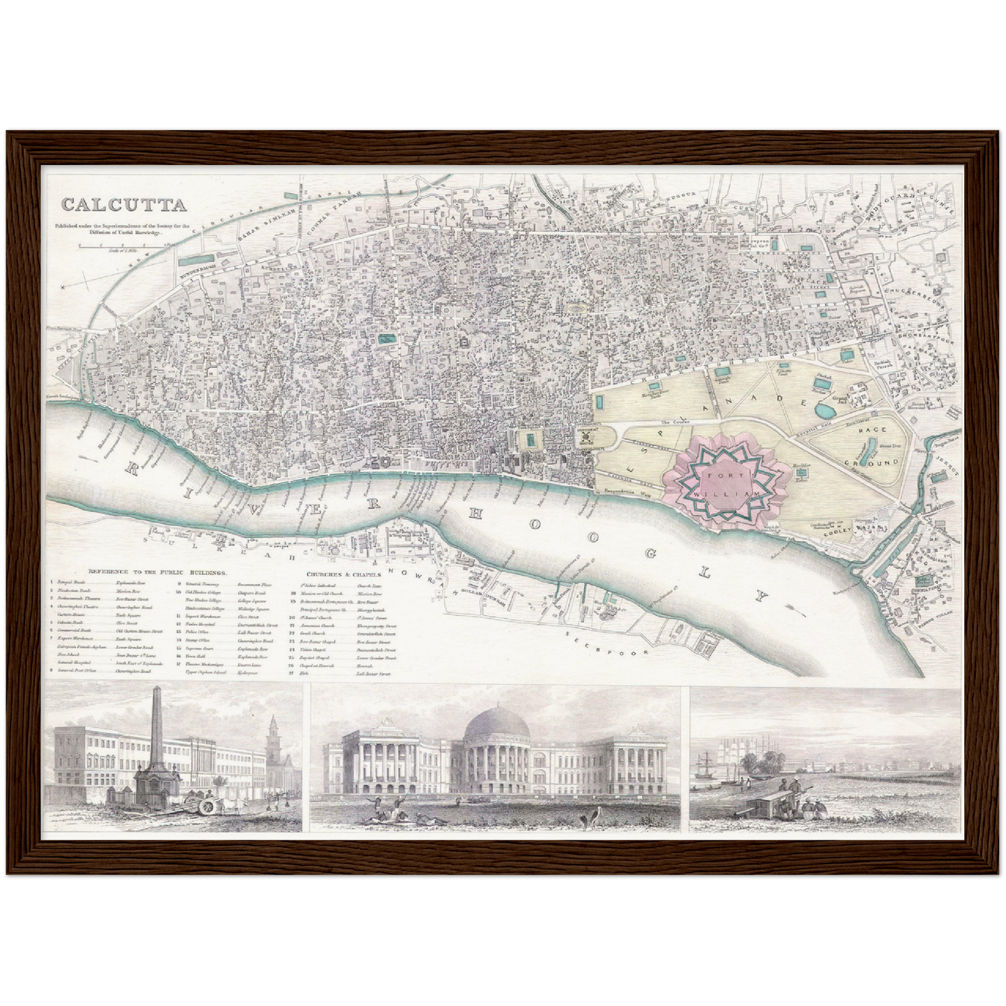 Historischer Stadtplan Kalkutta um 1842