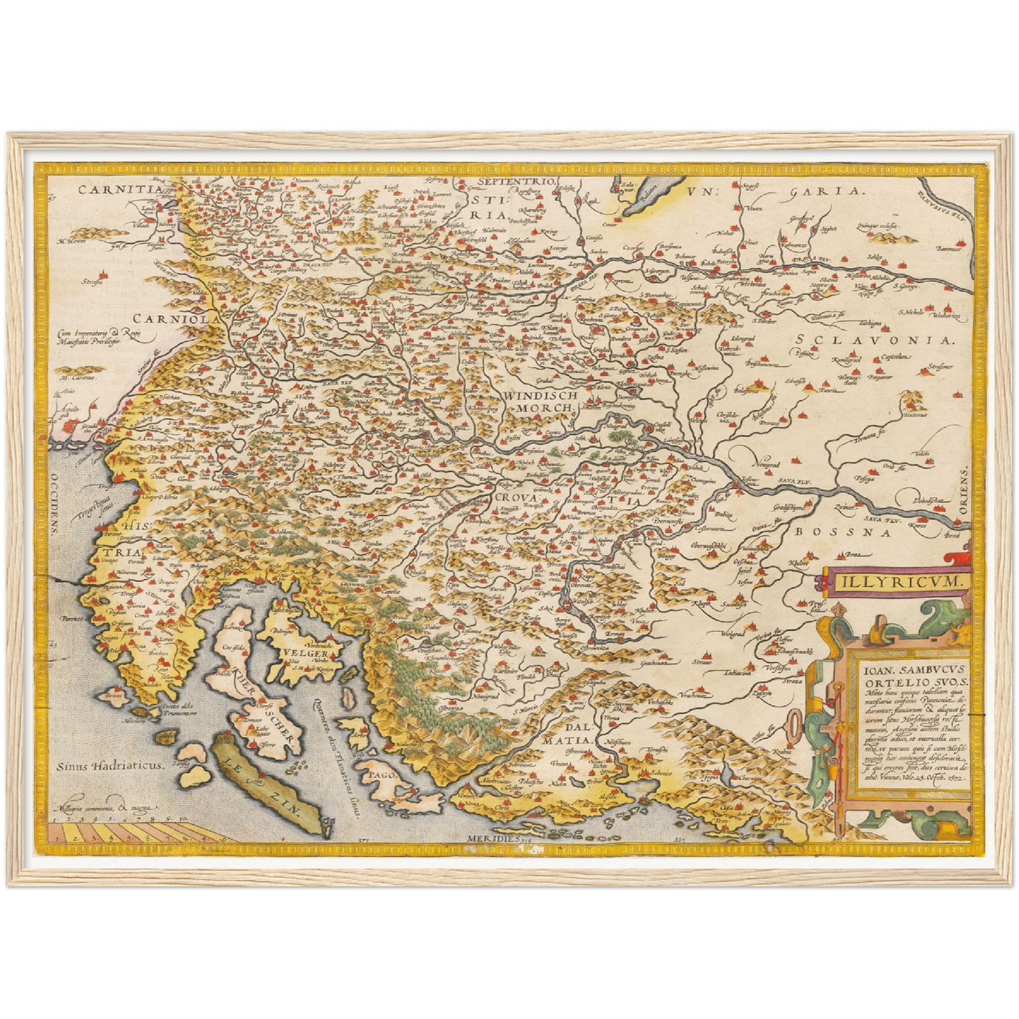 Historische Landkarte Slowenien & Kroatien um 1609