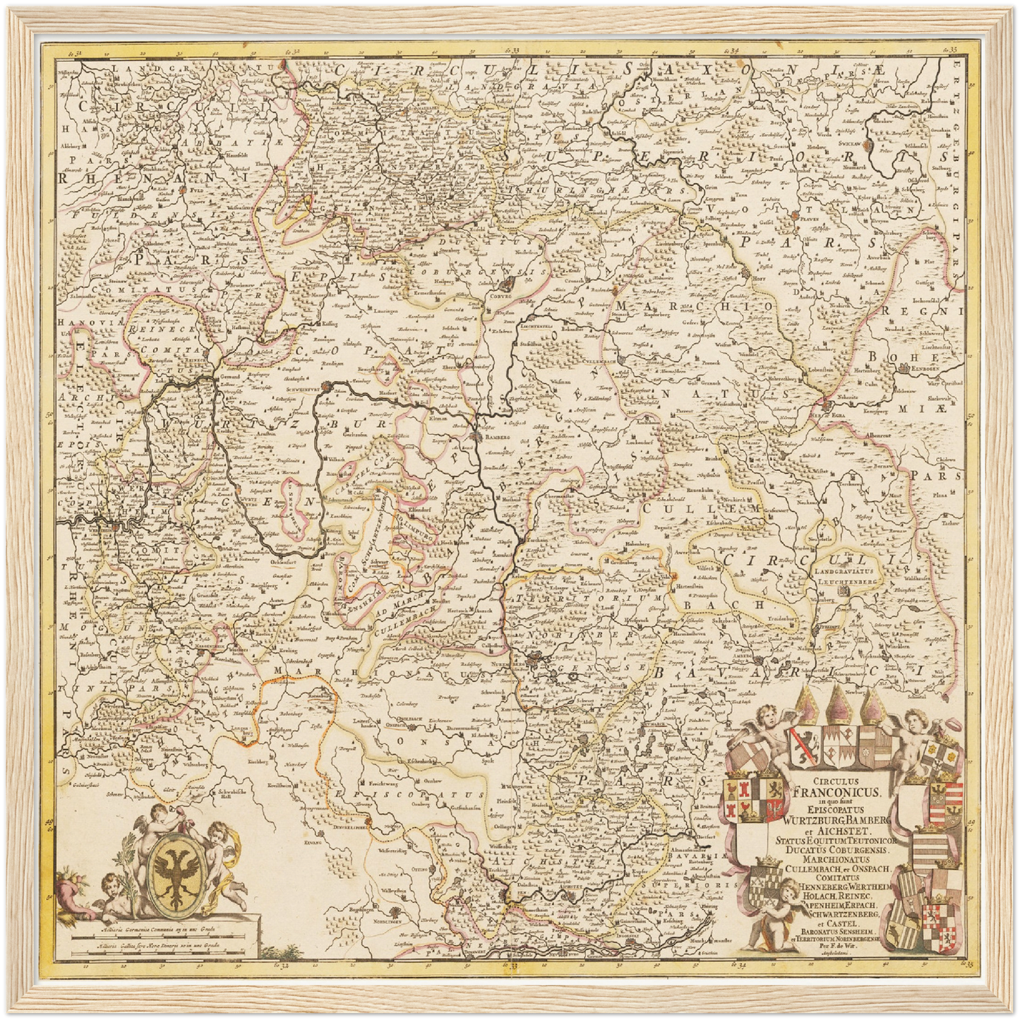 Historische Landkarte Franken um 1698