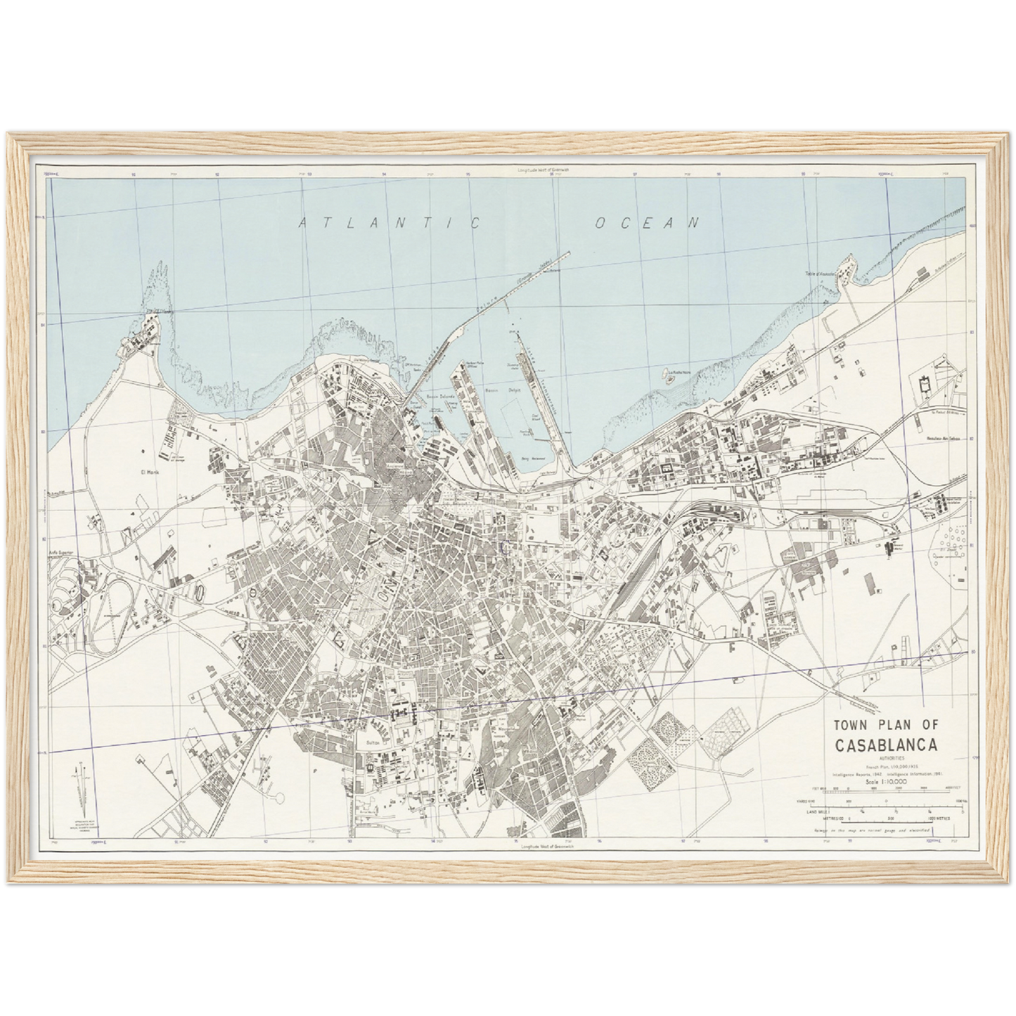 Historischer Stadtplan Casablanca um 1942