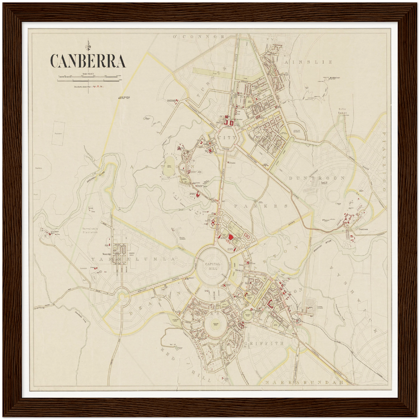Historischer Stadtplan Canberra um 1933