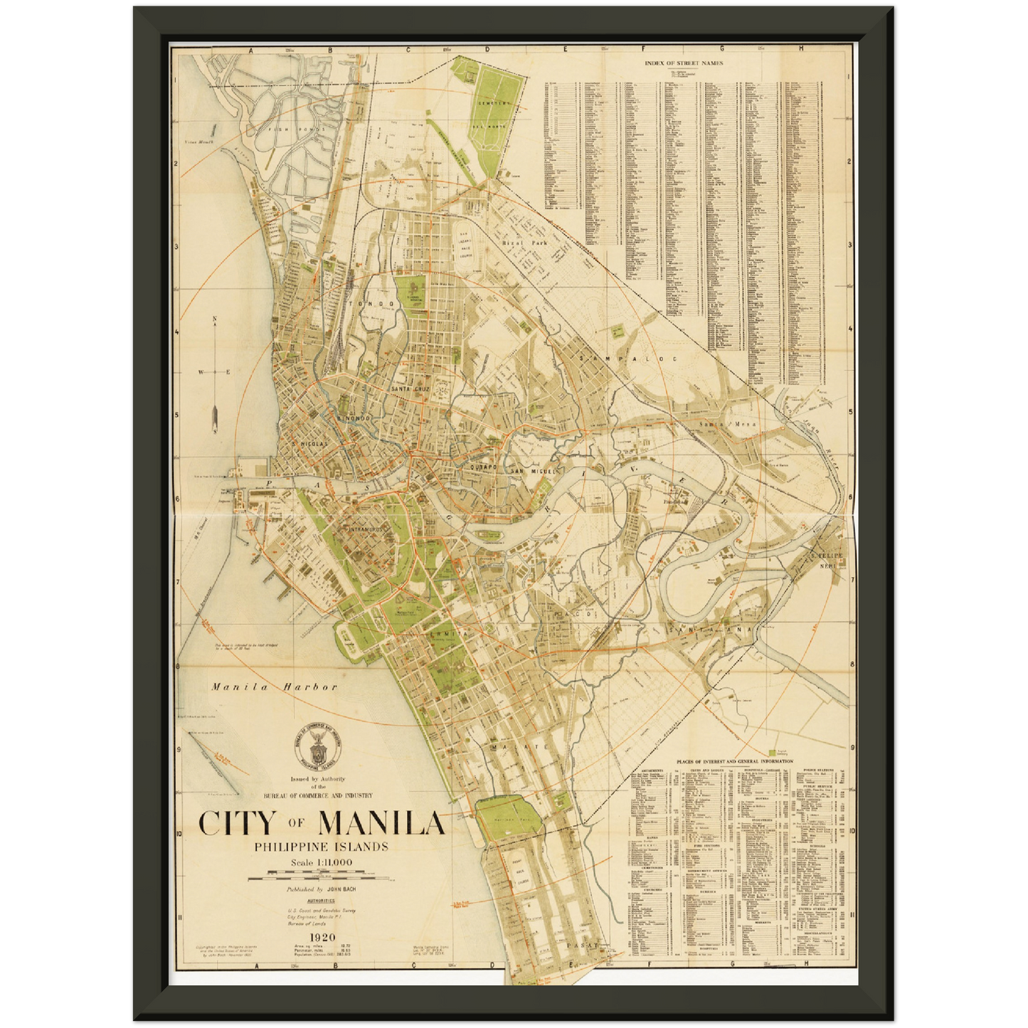 Historischer Stadtplan Manila um 1920