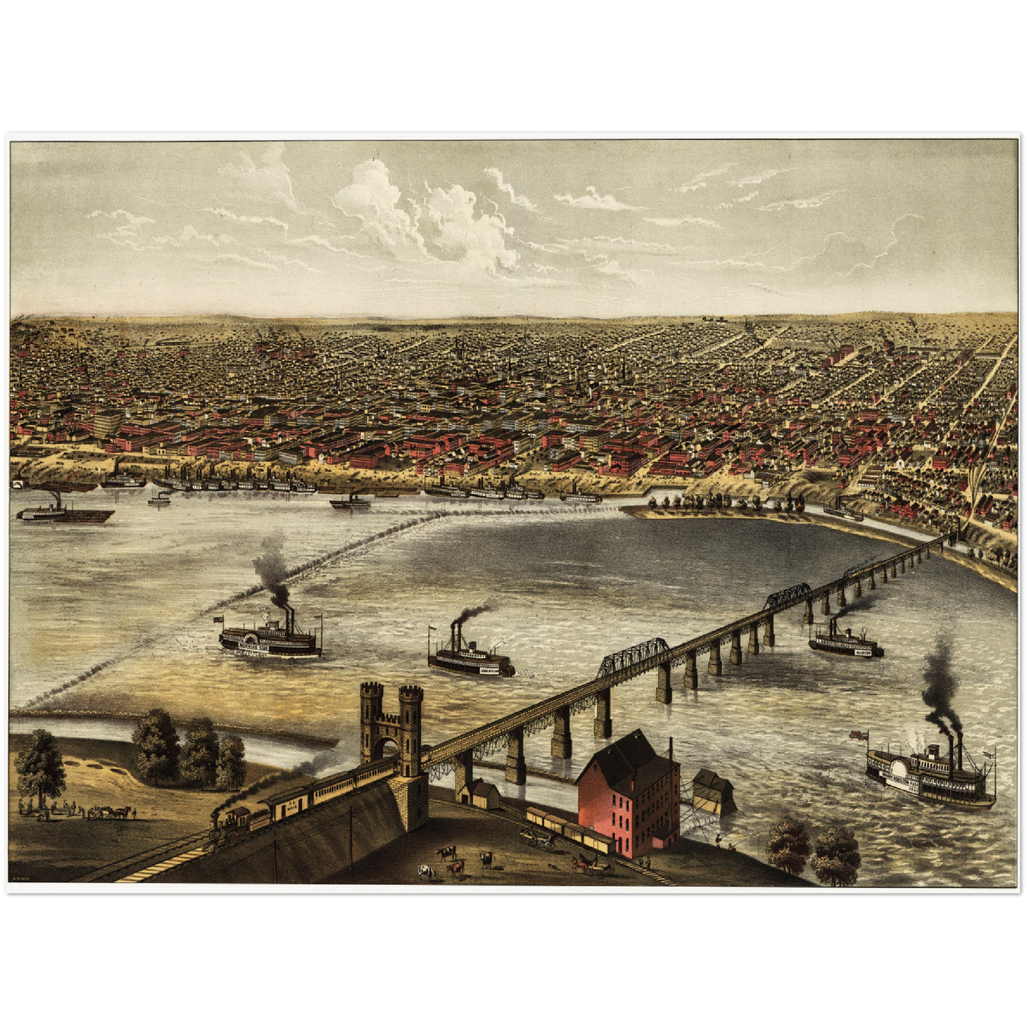 Historische Stadtansicht Louisville um 1876