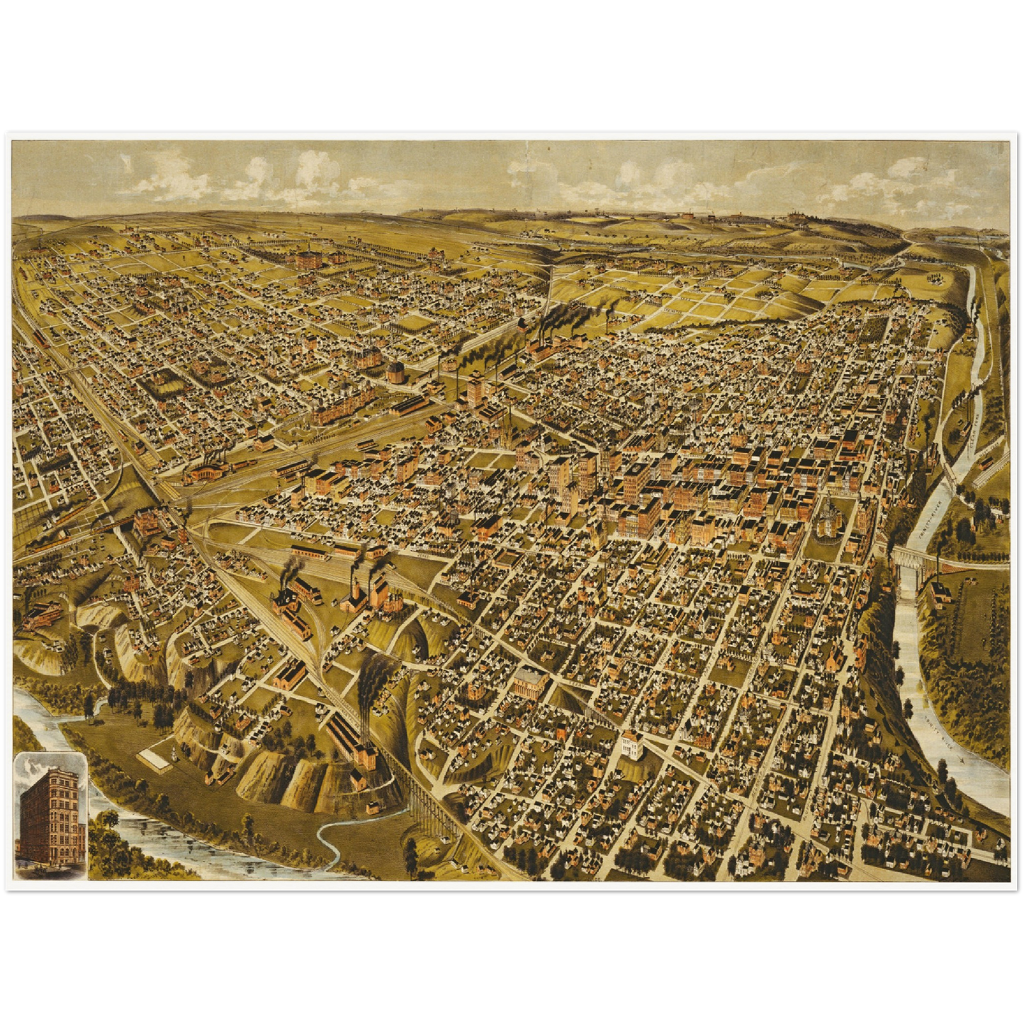 Historical city map  Test product horizontal 3 sizes