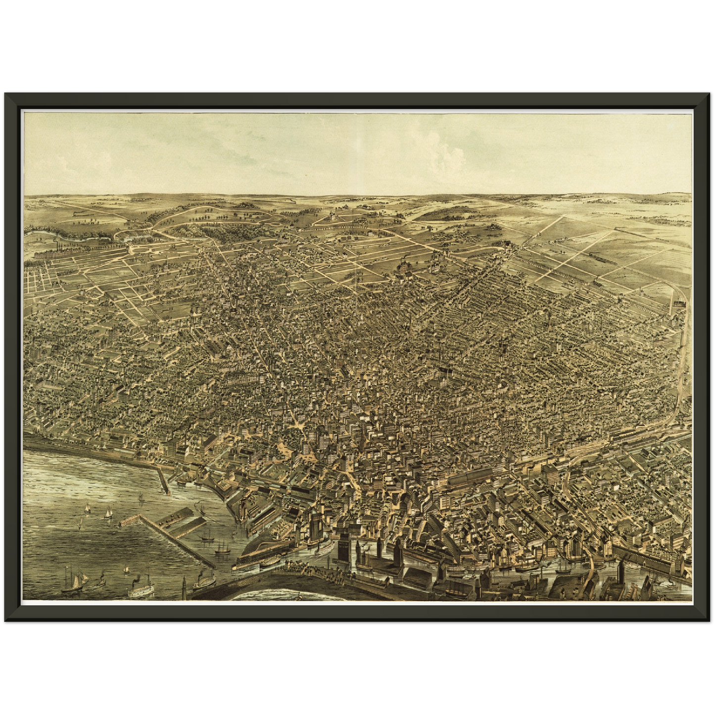 Historische Stadtansicht Buffalo um 1880