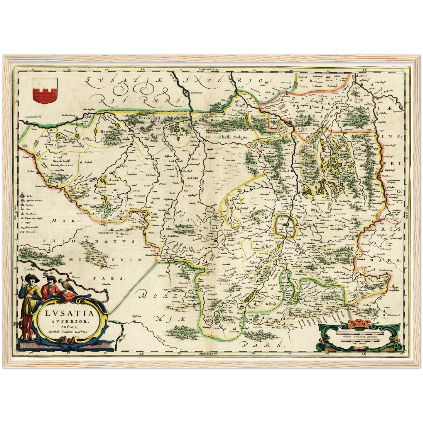 Historische Landkarte Lausitz um 1650