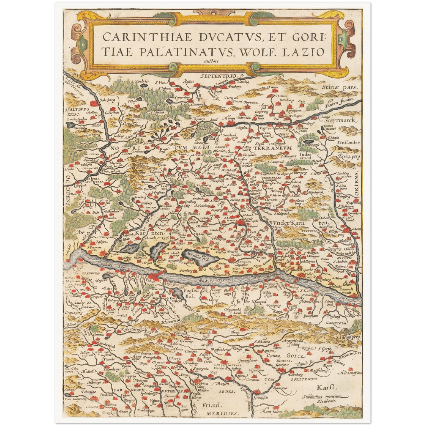 Historische Landkarte Kärnten um 1609