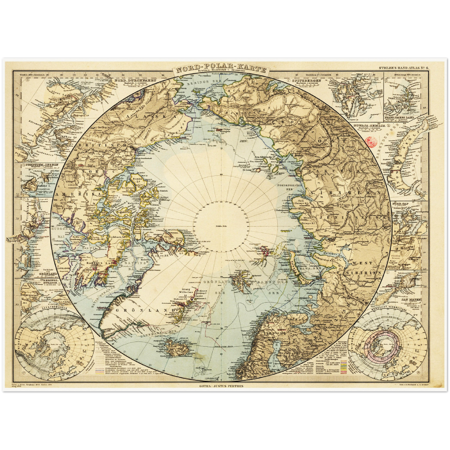 Historische Landkarte Arktis um 1885