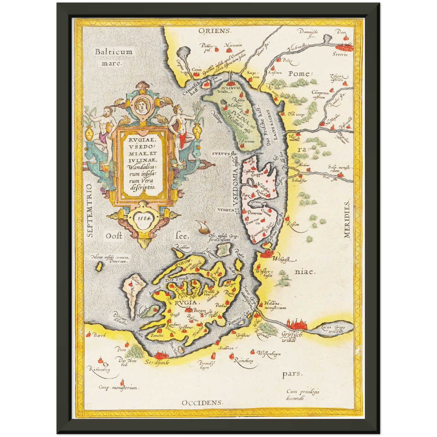 Historische Landkarte Rügen & Usedom um 1609