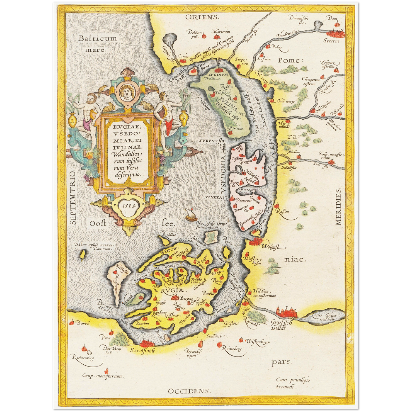 Historische Landkarte Rügen & Usedom um 1609