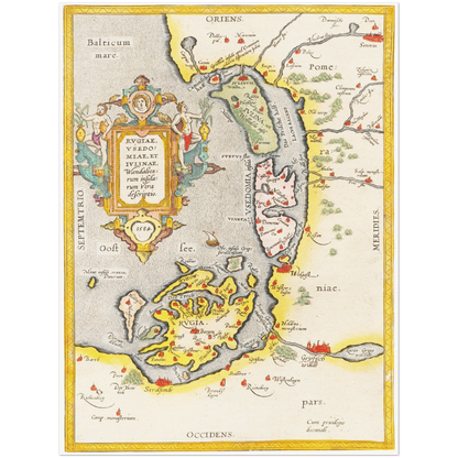 Historische Landkarte Rügen & Usedom um 1609