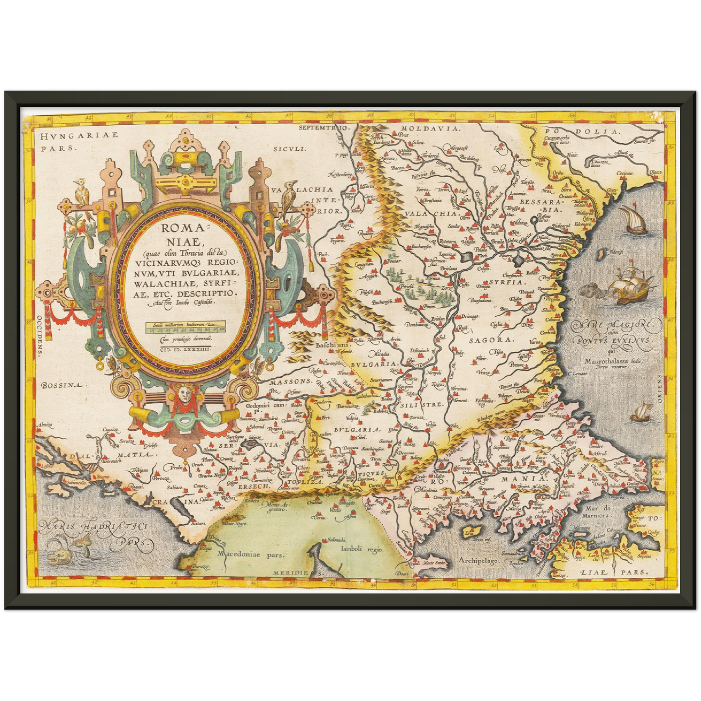 Historische Landkarte Rumänien um 1609