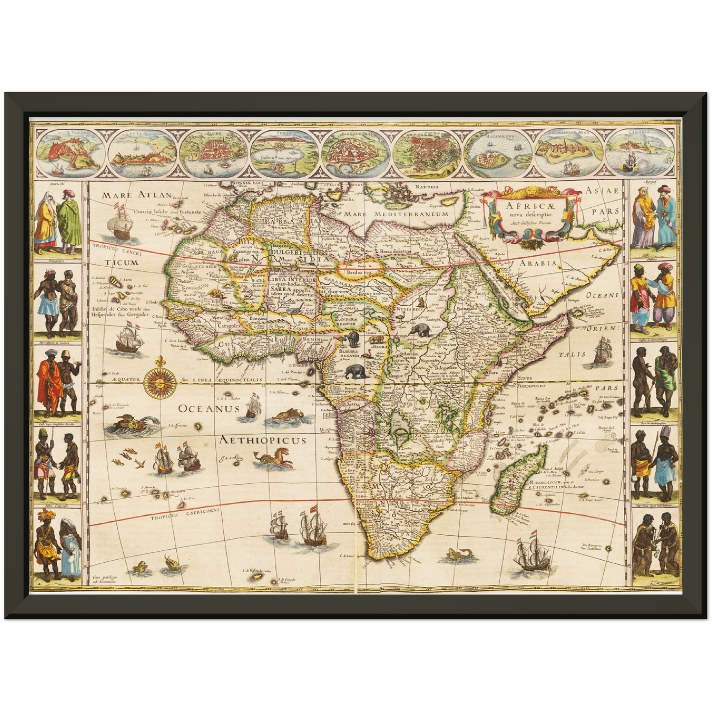 Historische Landkarte Afrika um 1635