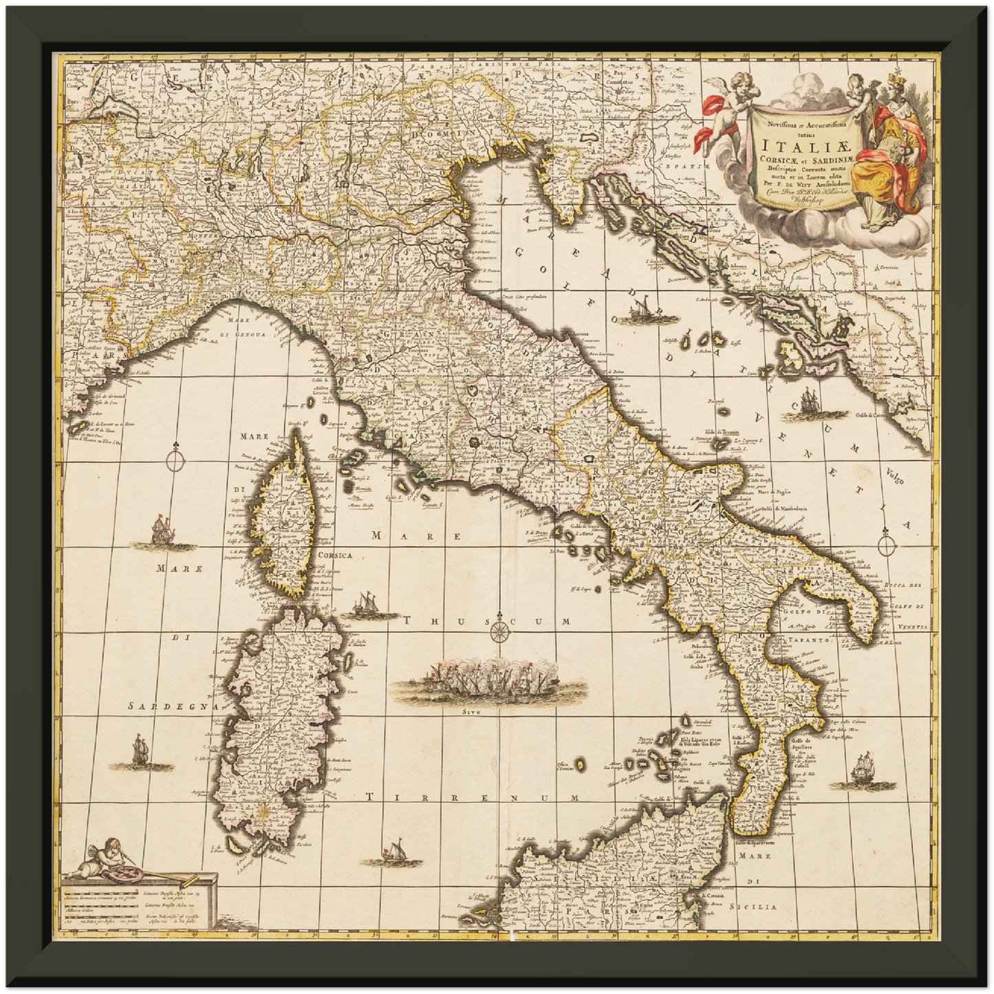Historische Landkarte Italien um 1698