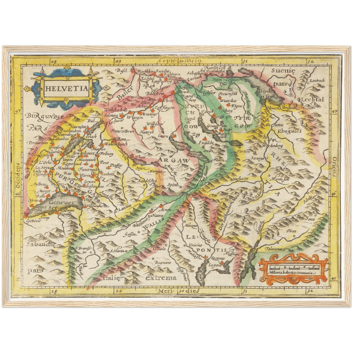 Historische Landkarte Schweiz um 1609