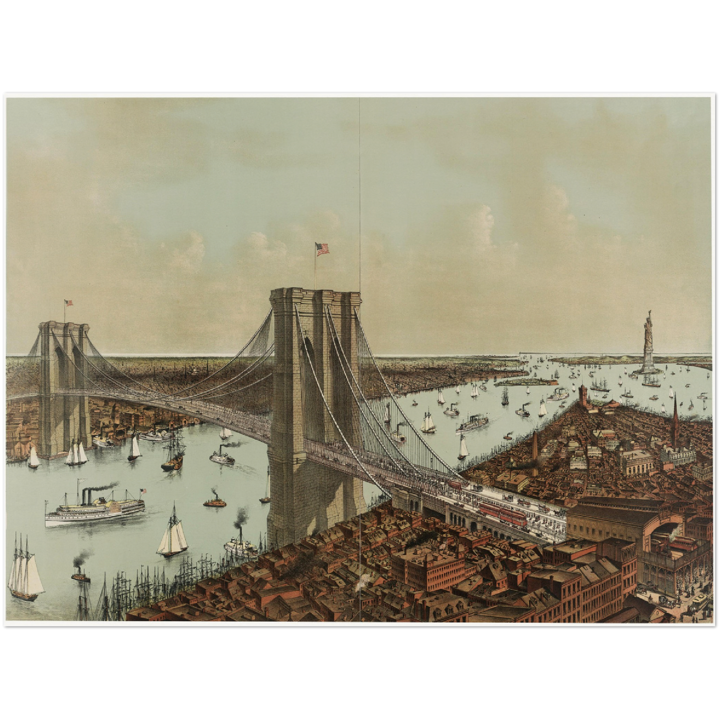 Historische Stadtansicht New York City um 1892