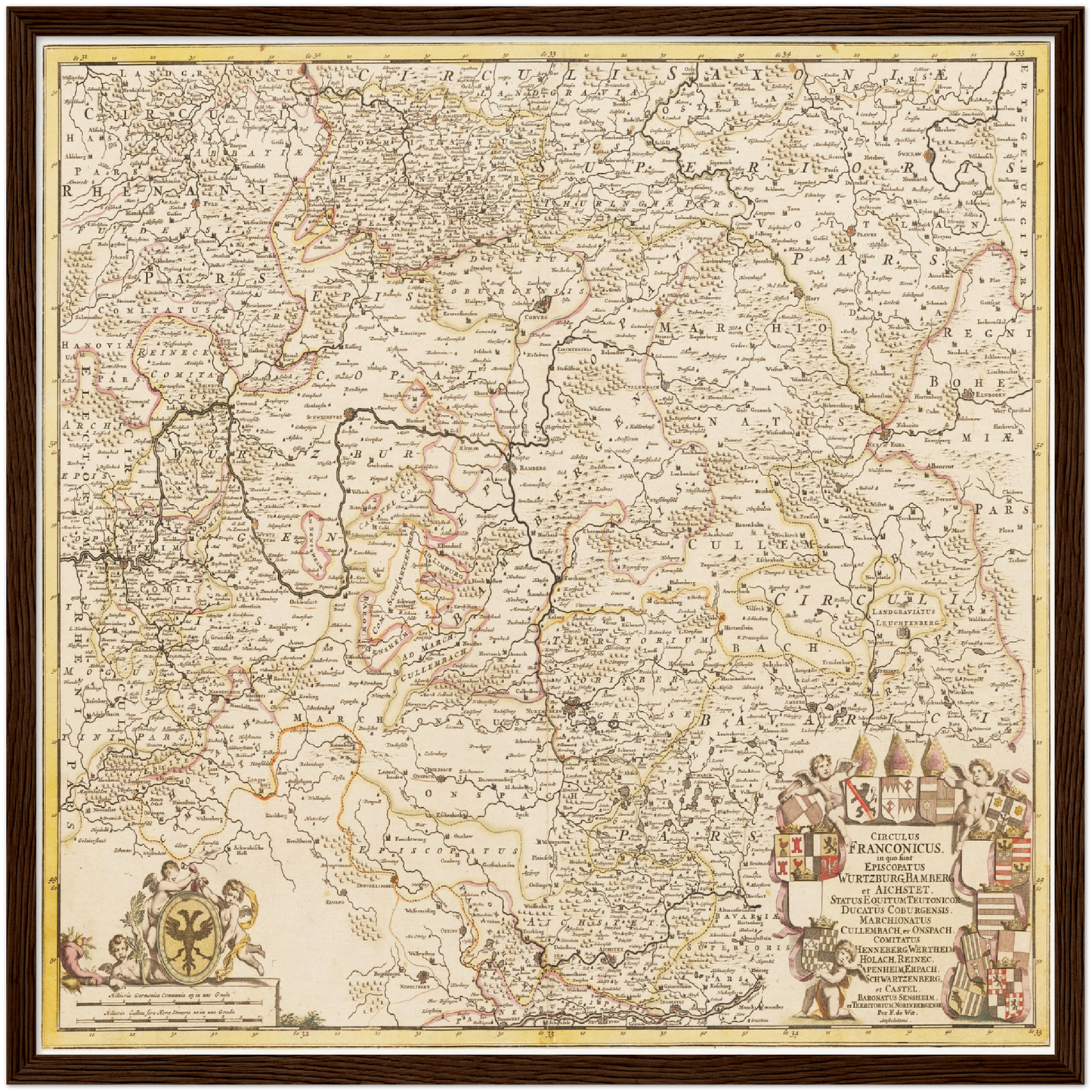 Historische Landkarte Franken um 1698
