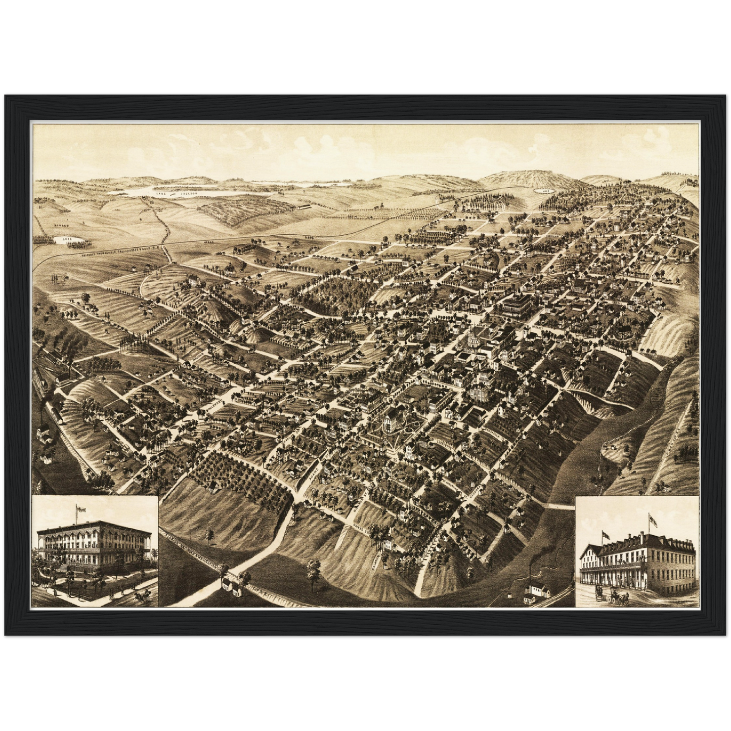 Historische Stadtansicht Tallahassee um 1885