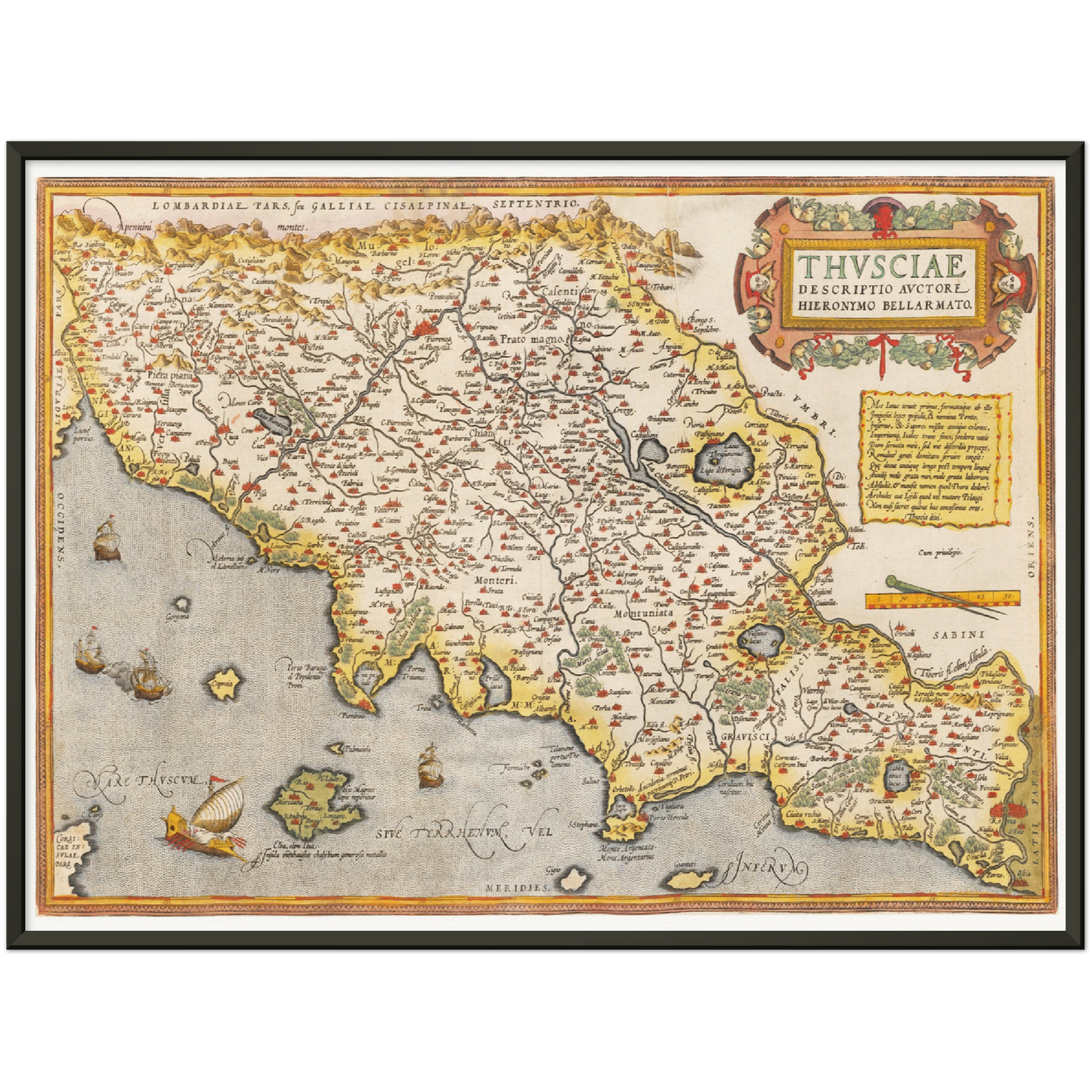 Historische Landkarte Toskana um 1609