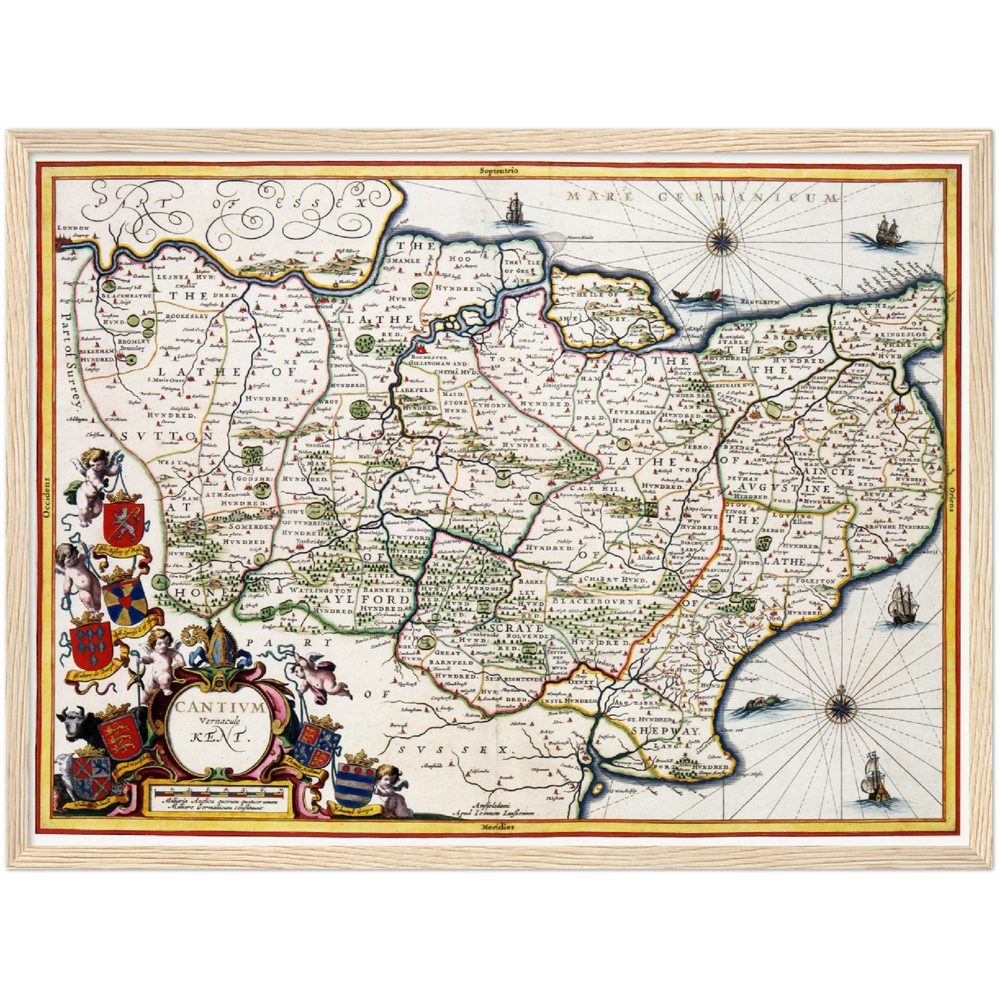 Historische Landkarte Kent um 1646