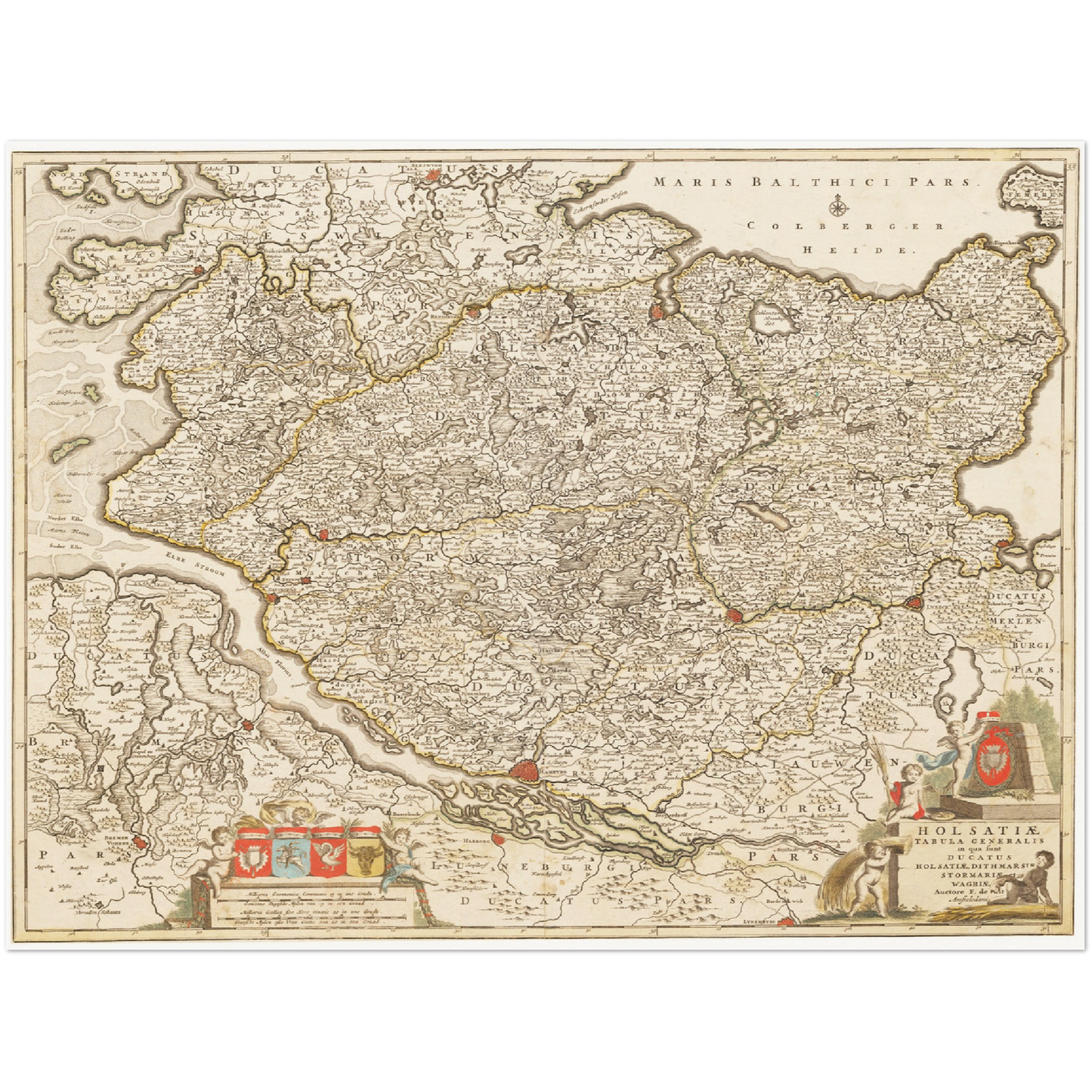 Historische Landkarte Holstein um 1698