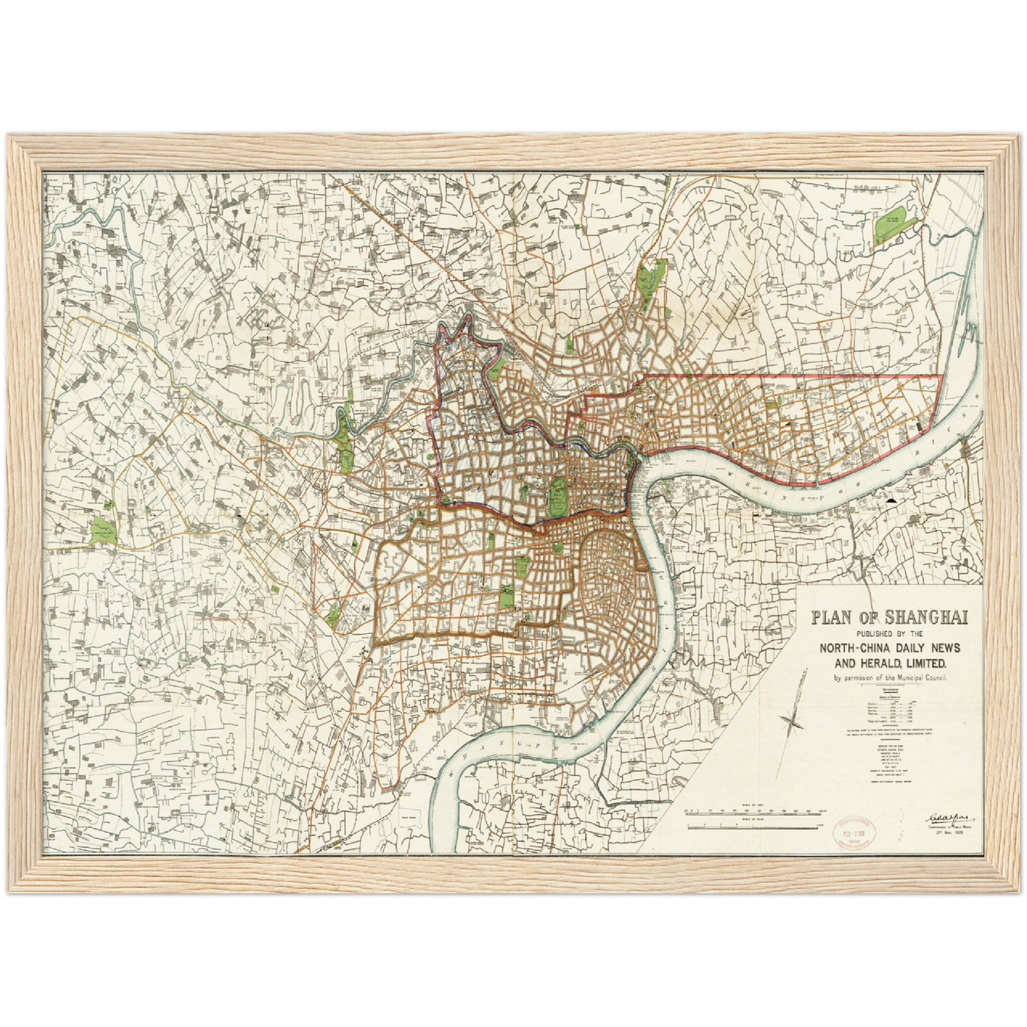 Historischer Stadtplan Shanghai um 1928
