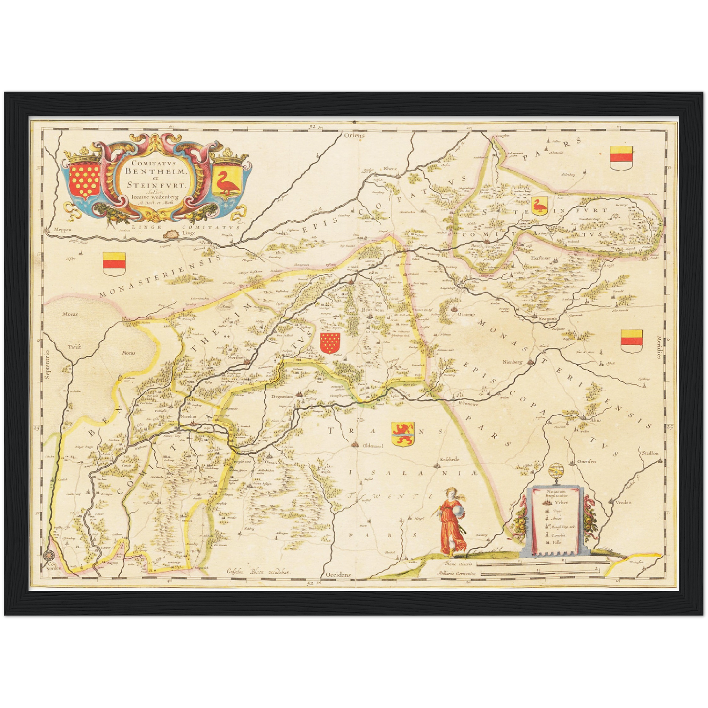 Historische Landkarte Grafschaft Bentheim um 1635