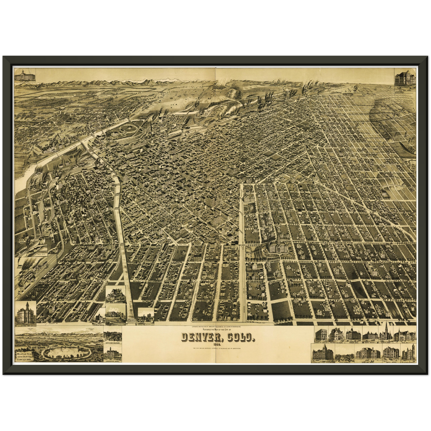 Historische Stadtansicht Denver um 1889